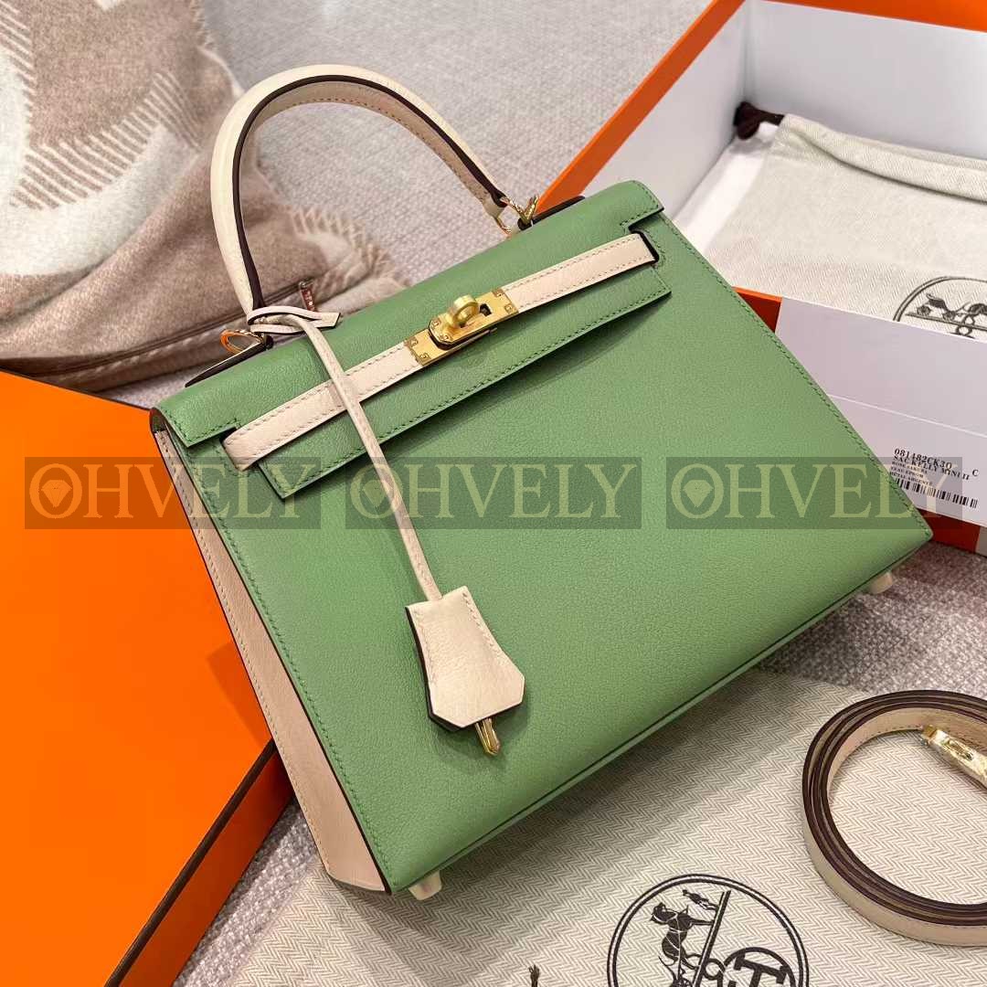 Hermès Kelly 25 아보카도그린 + 크림화이트 (투톤) (시중가 4000만) 상품 썸네일