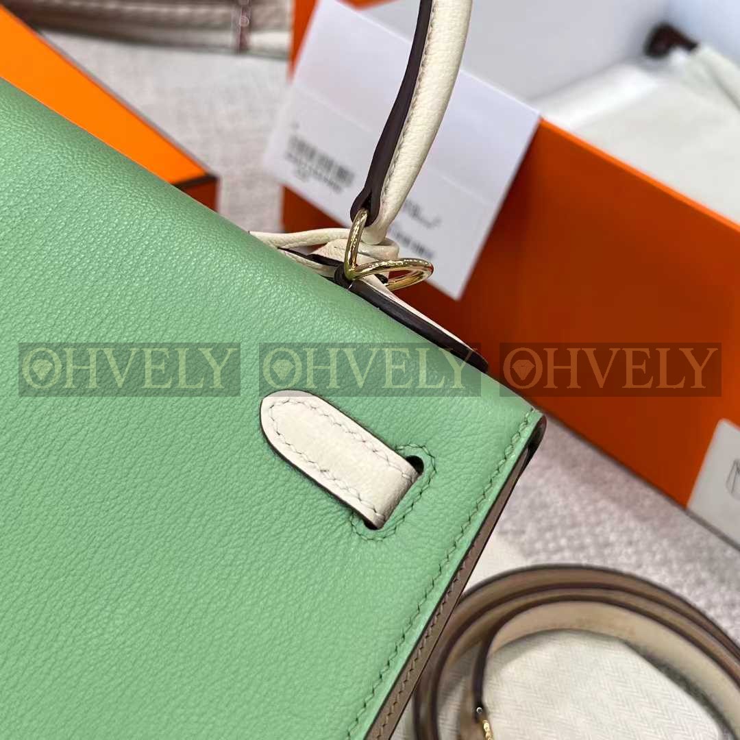 Hermès Kelly 25 아보카도그린 + 크림화이트 (투톤) (시중가 4000만) 상품 썸네일