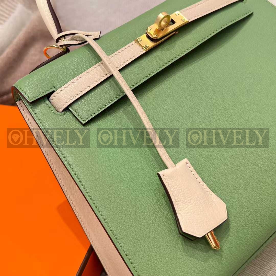 Hermès Kelly 25 아보카도그린 + 크림화이트 (투톤) (시중가 4000만) 상품 썸네일