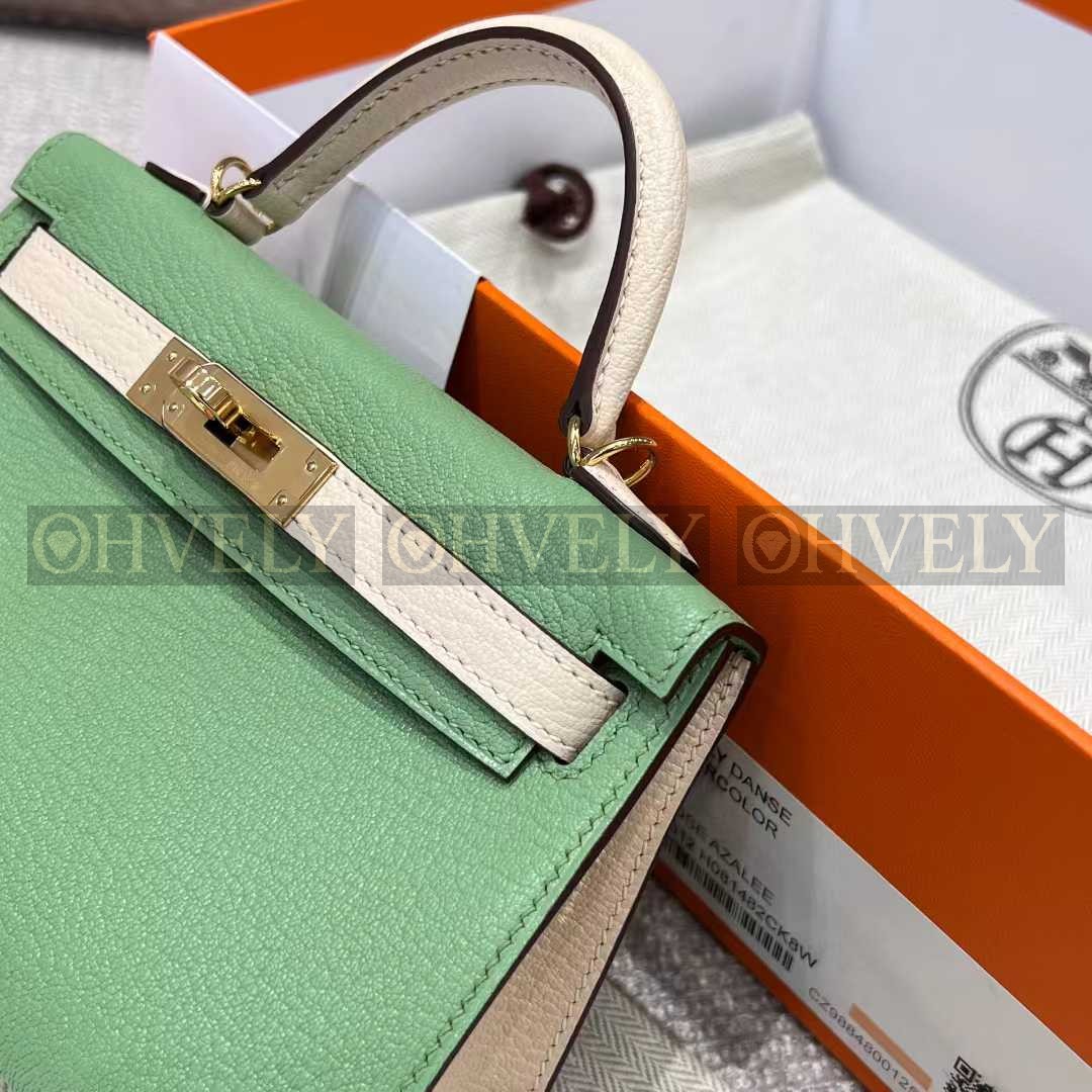 Hermès Mini Kelly 아보카도그린/크림화이트/금장(24K) 상품 썸네일
