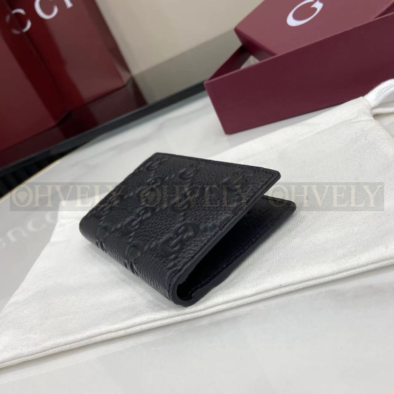 구찌 블랙 GG 레더 임프린트 카드 케이스 상품 썸네일