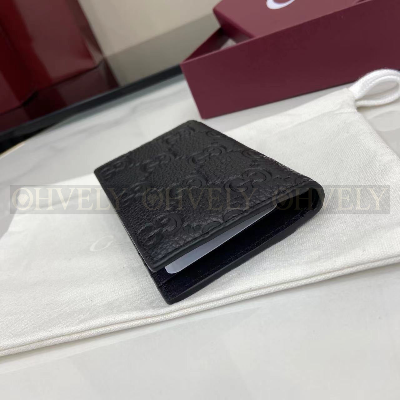 구찌 블랙 GG 레더 임프린트 카드 케이스 상품 썸네일