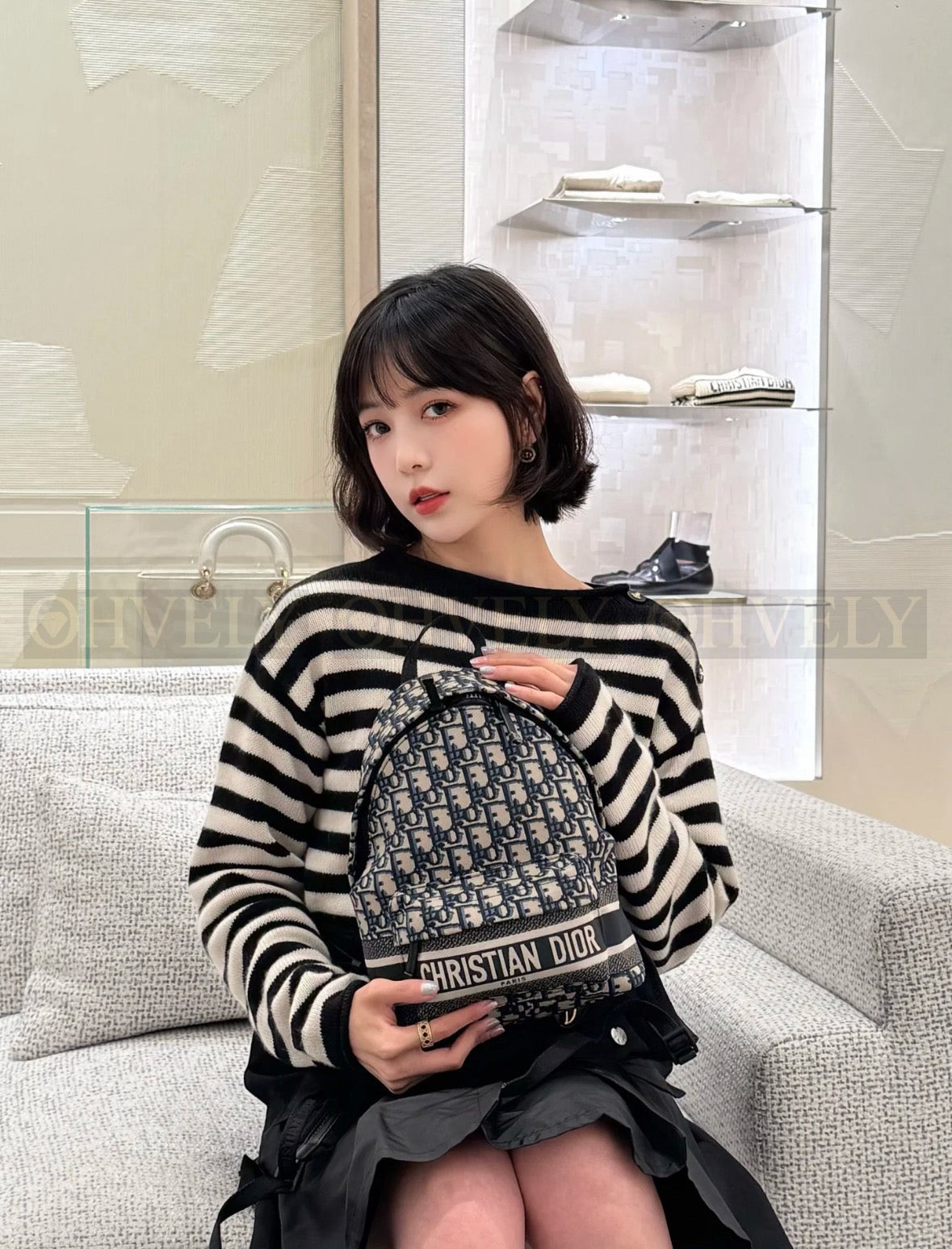 디올 트래블 백팩 블루 디올 오블리크 자카드 상품 썸네일