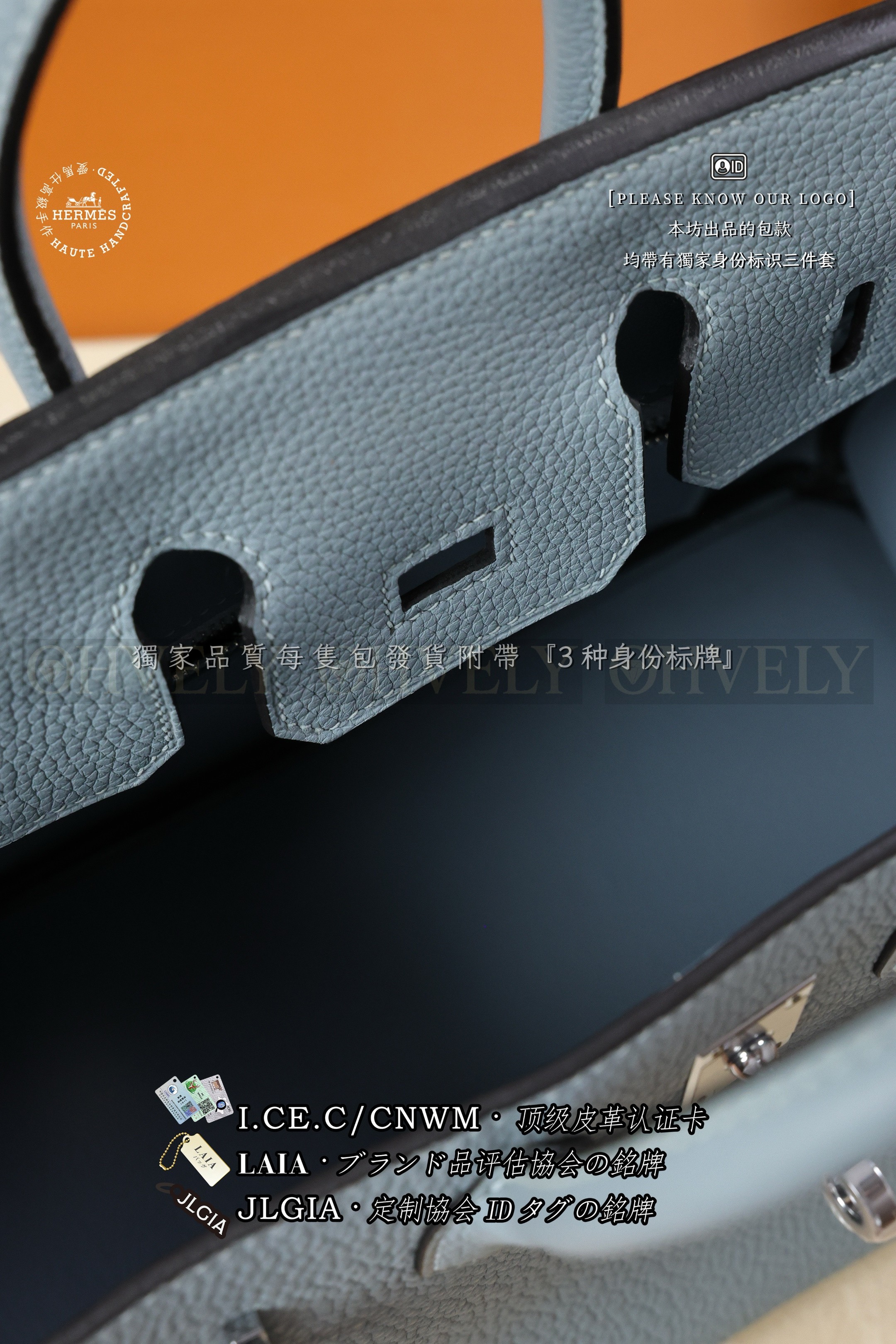 Hermès BIRKIN 25 𝗕𝗹𝘂𝗲 𝗟𝗶𝗻 은장 상품 썸네일