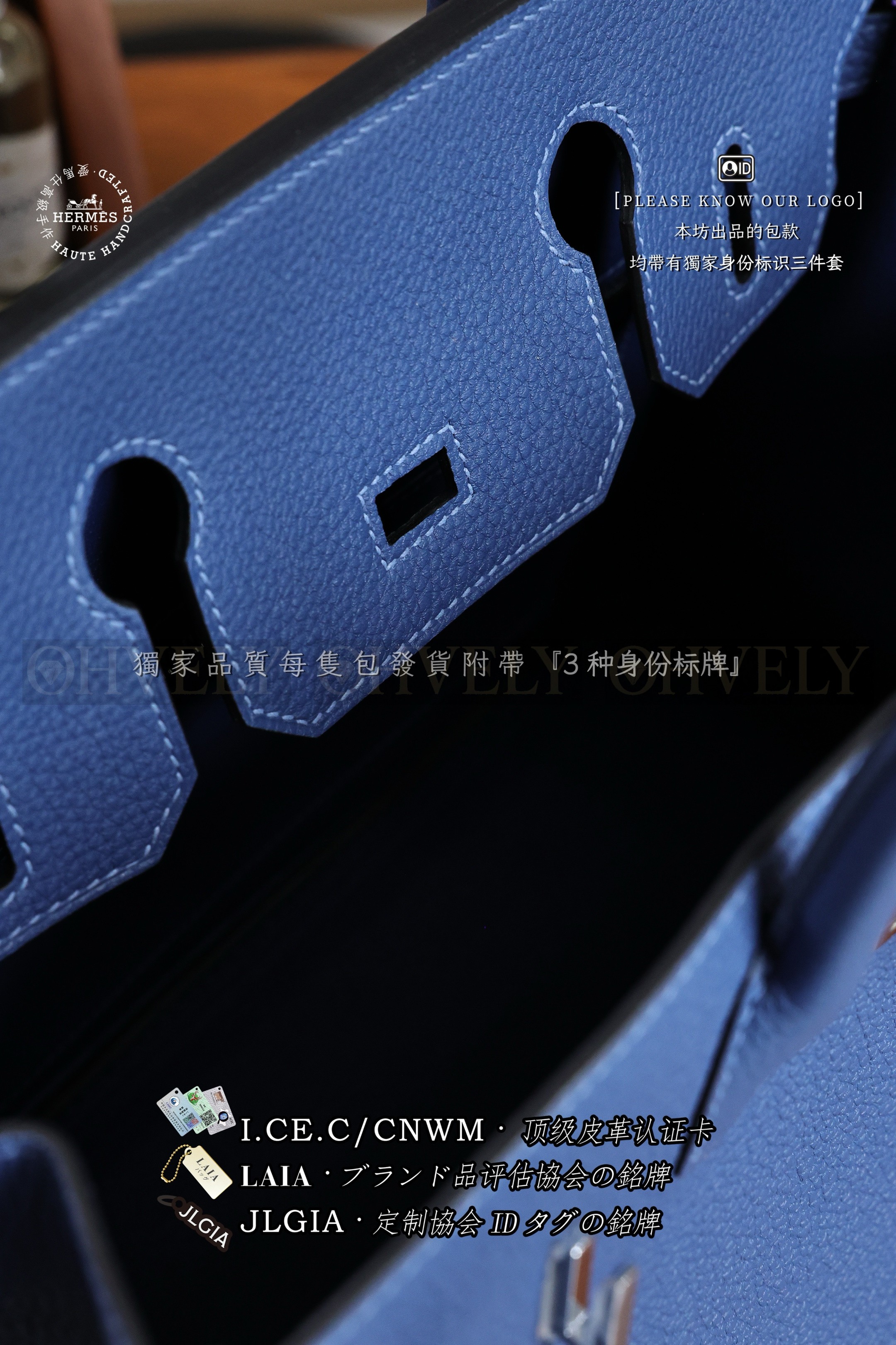 Hermès BIRKIN 𝟯𝟬 𝘽𝙡𝙪𝙚 𝙏𝙞𝙚 은장 상품 썸네일