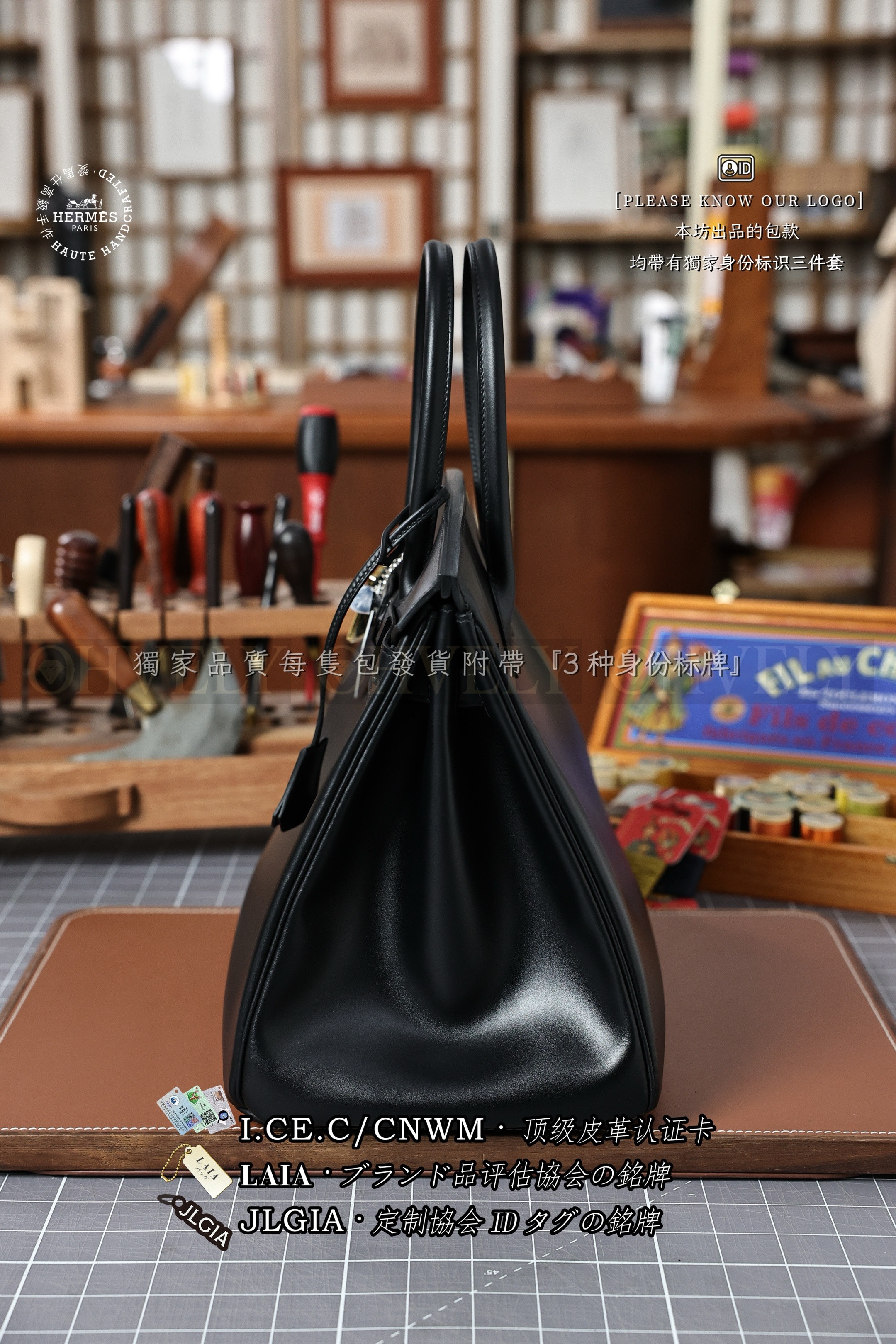 Hermès BIRKIN 𝟯𝟱 𝙉𝙤𝙞𝙧 은장 상품 썸네일