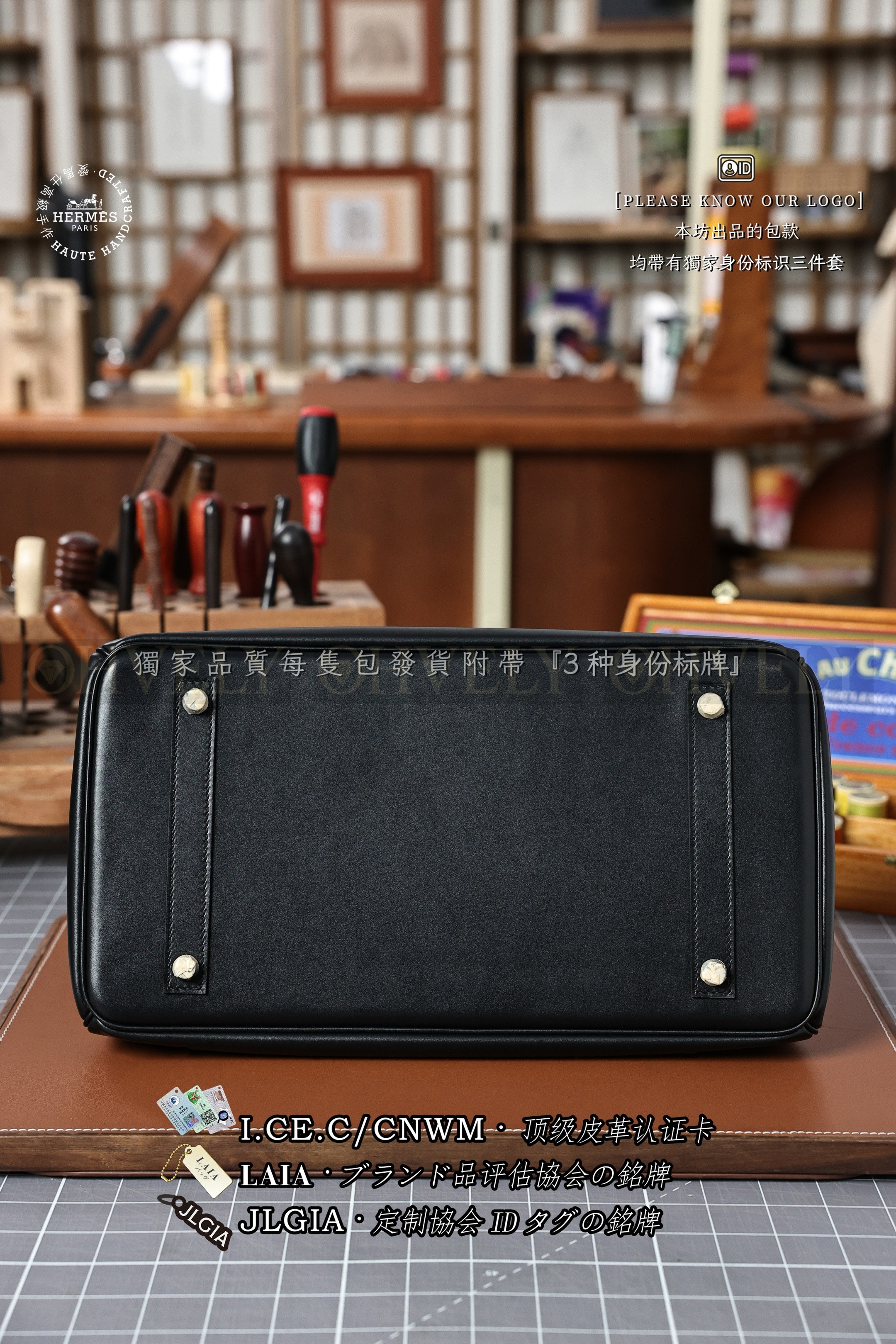Hermès BIRKIN 𝟯𝟱 𝙉𝙤𝙞𝙧 은장 상품 썸네일
