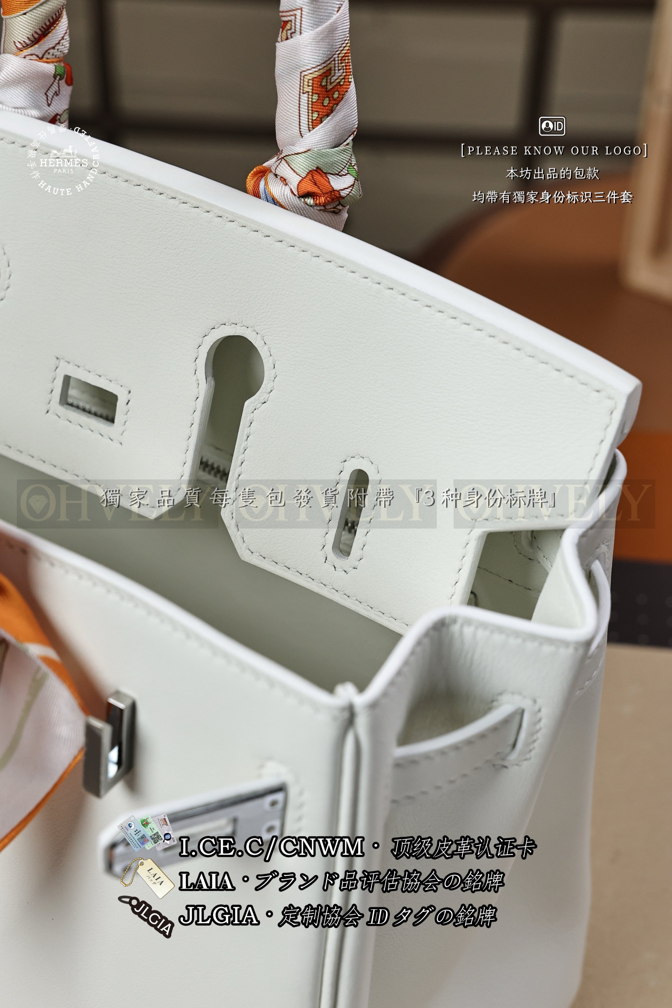 Hermès BIRKIN 𝟮𝟱 𝘽𝙡𝙖𝙣𝙘 은장 상품 썸네일