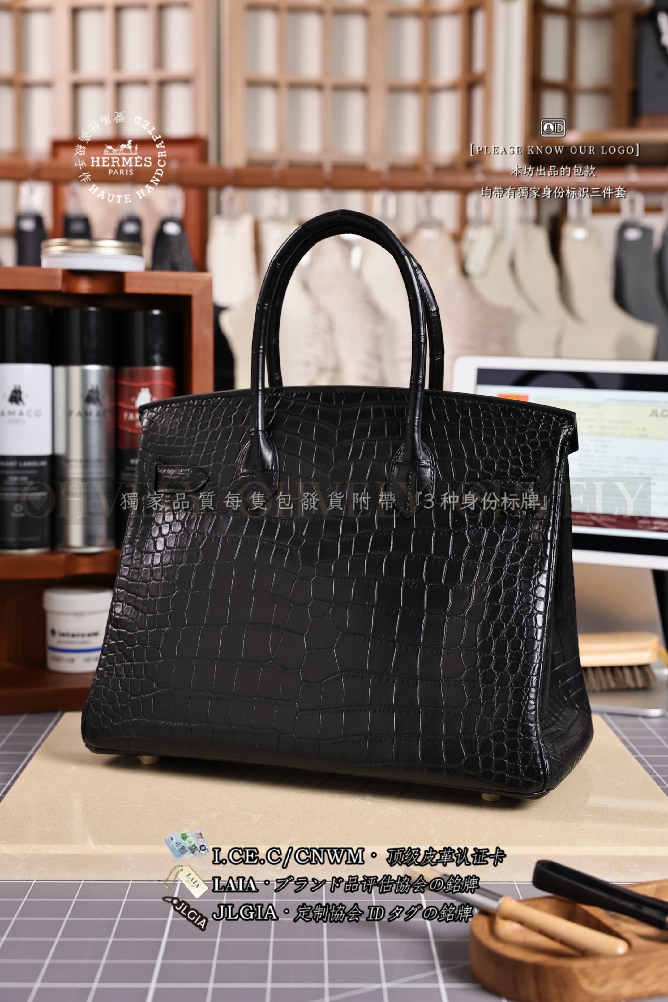 Hermès BIRKIN 𝟹𝟶 𝙽𝚘𝚒𝚛 금장 상품 썸네일
