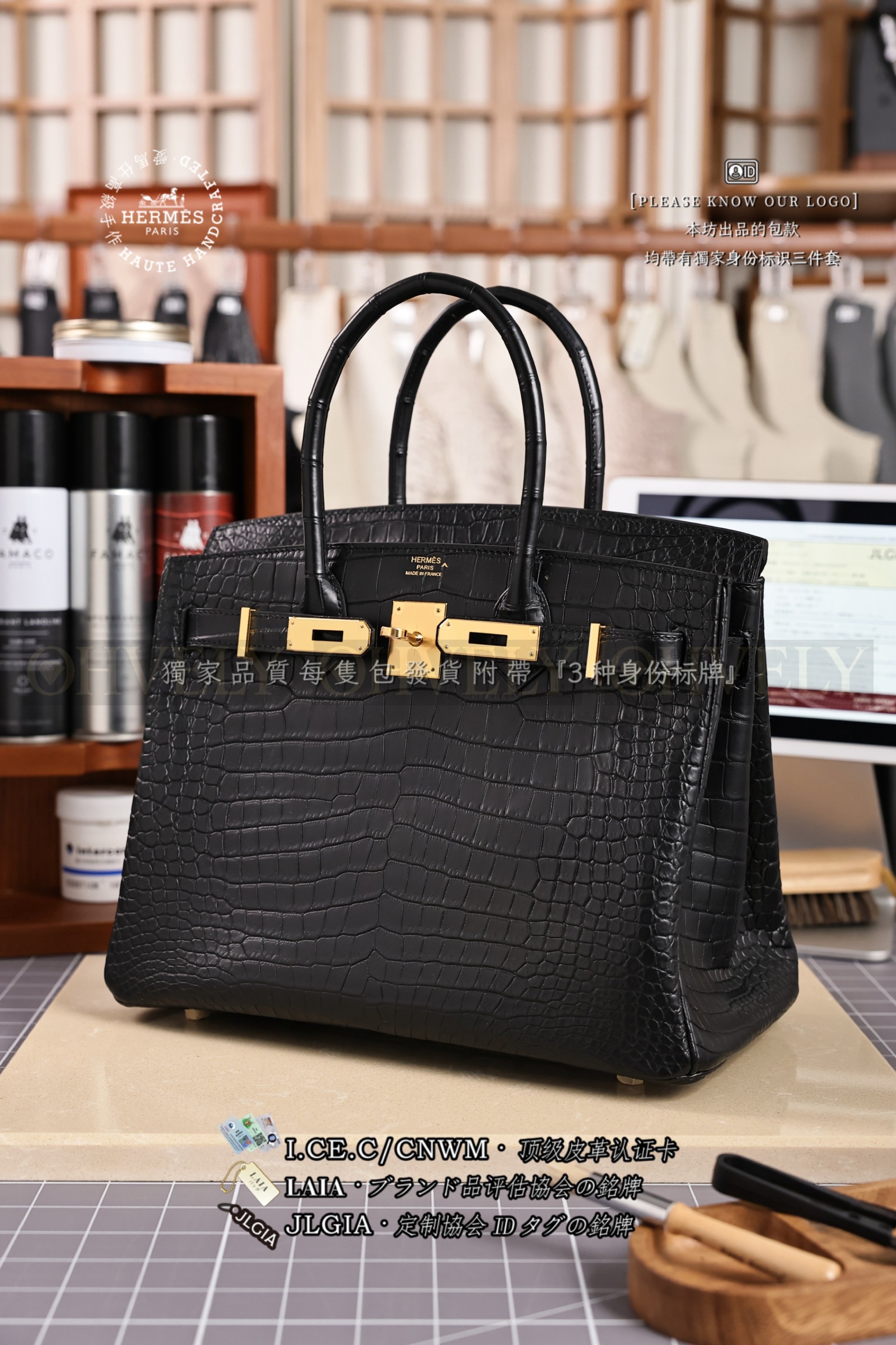 Hermès BIRKIN 𝟹𝟶 𝙽𝚘𝚒𝚛 금장 상품 썸네일