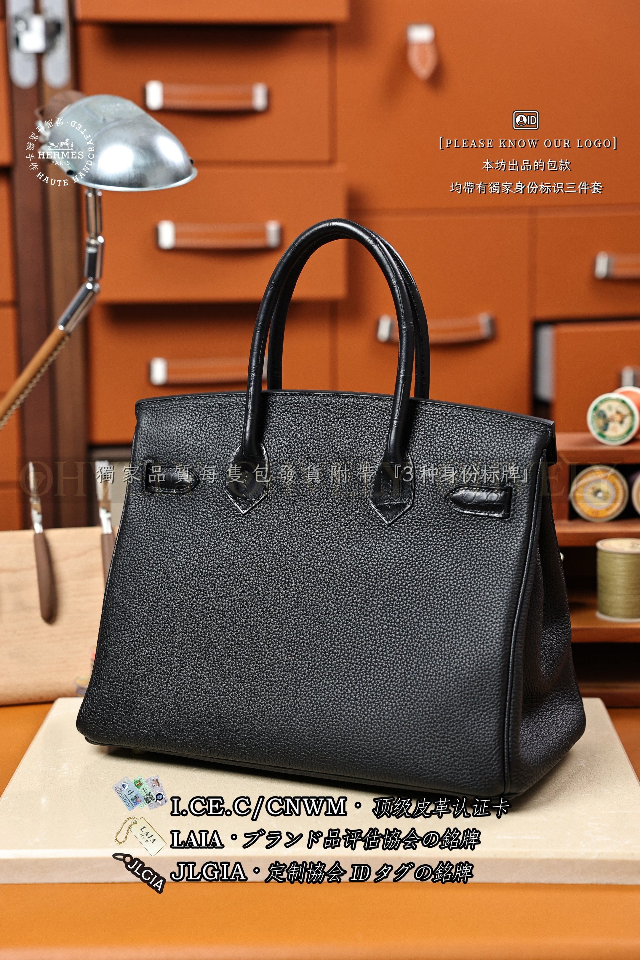 Hermès 𝚃𝚘𝚞𝚌𝚑 Birkin 𝟹𝟶 𝙽𝚘𝚒𝚛 금장 상품 썸네일