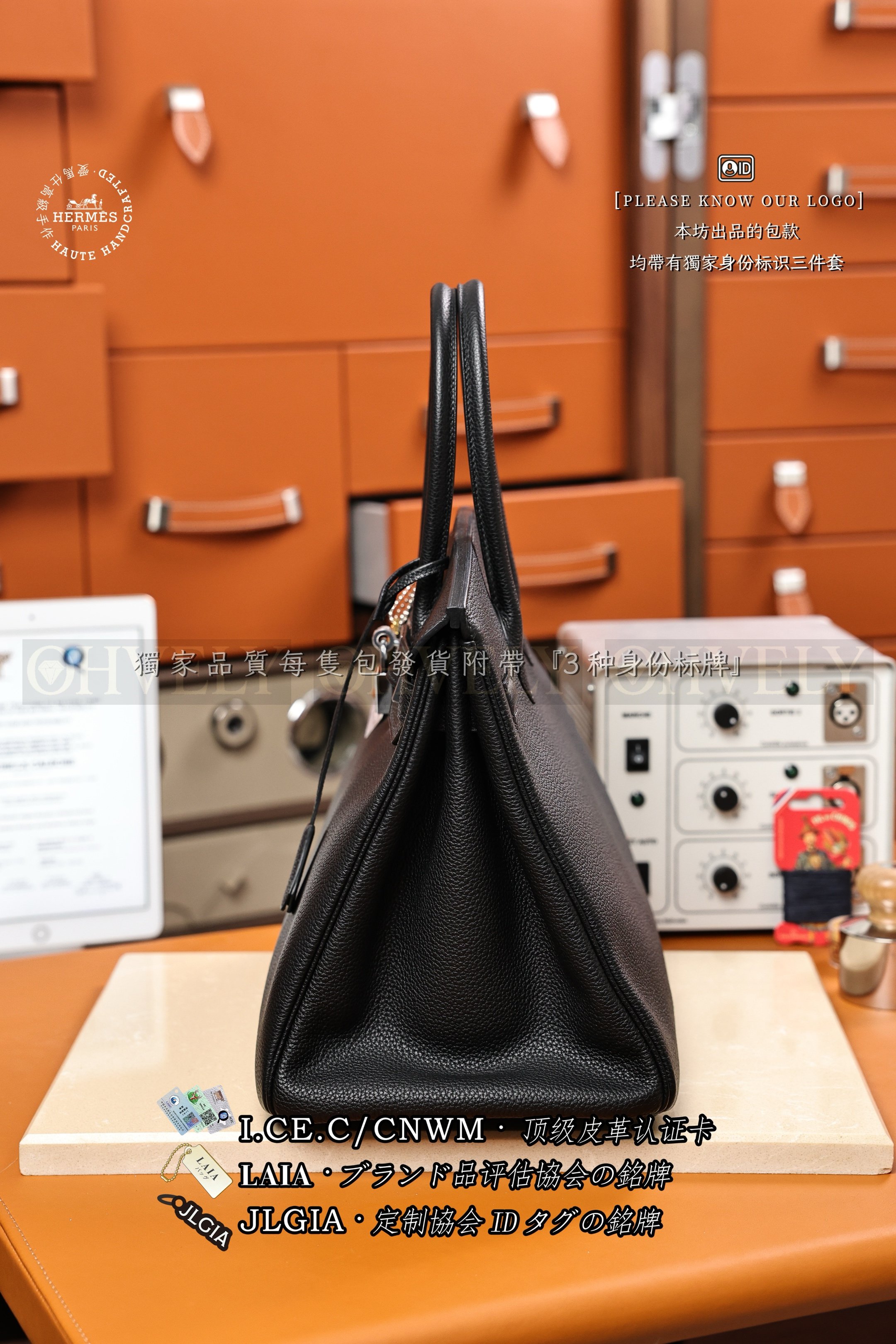 Hermès Birkin 𝟹𝟻 𝙽𝚘𝚒𝚛 은장 상품 썸네일