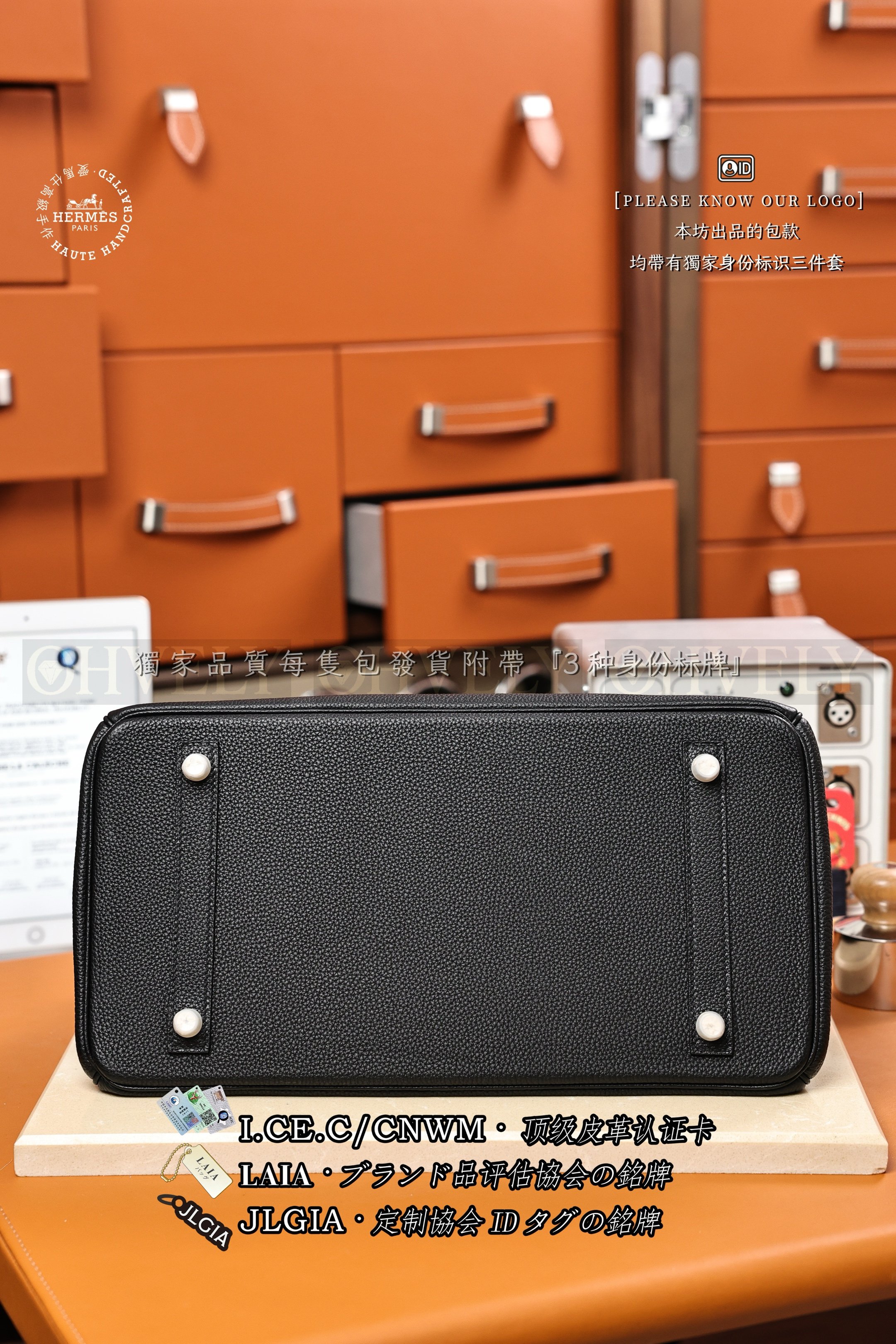 Hermès Birkin 𝟹𝟻 𝙽𝚘𝚒𝚛 은장 상품 썸네일