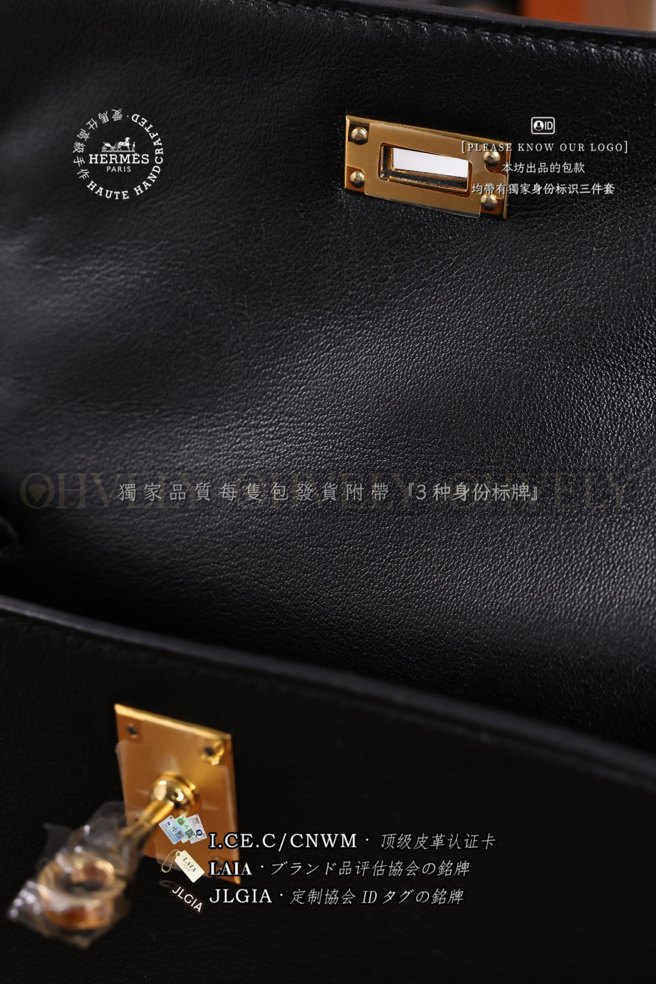 Hermès 𝙼𝚒𝚗𝚒 Kelly 𝙸 𝙽𝚘𝚒𝚛 금장 상품 썸네일