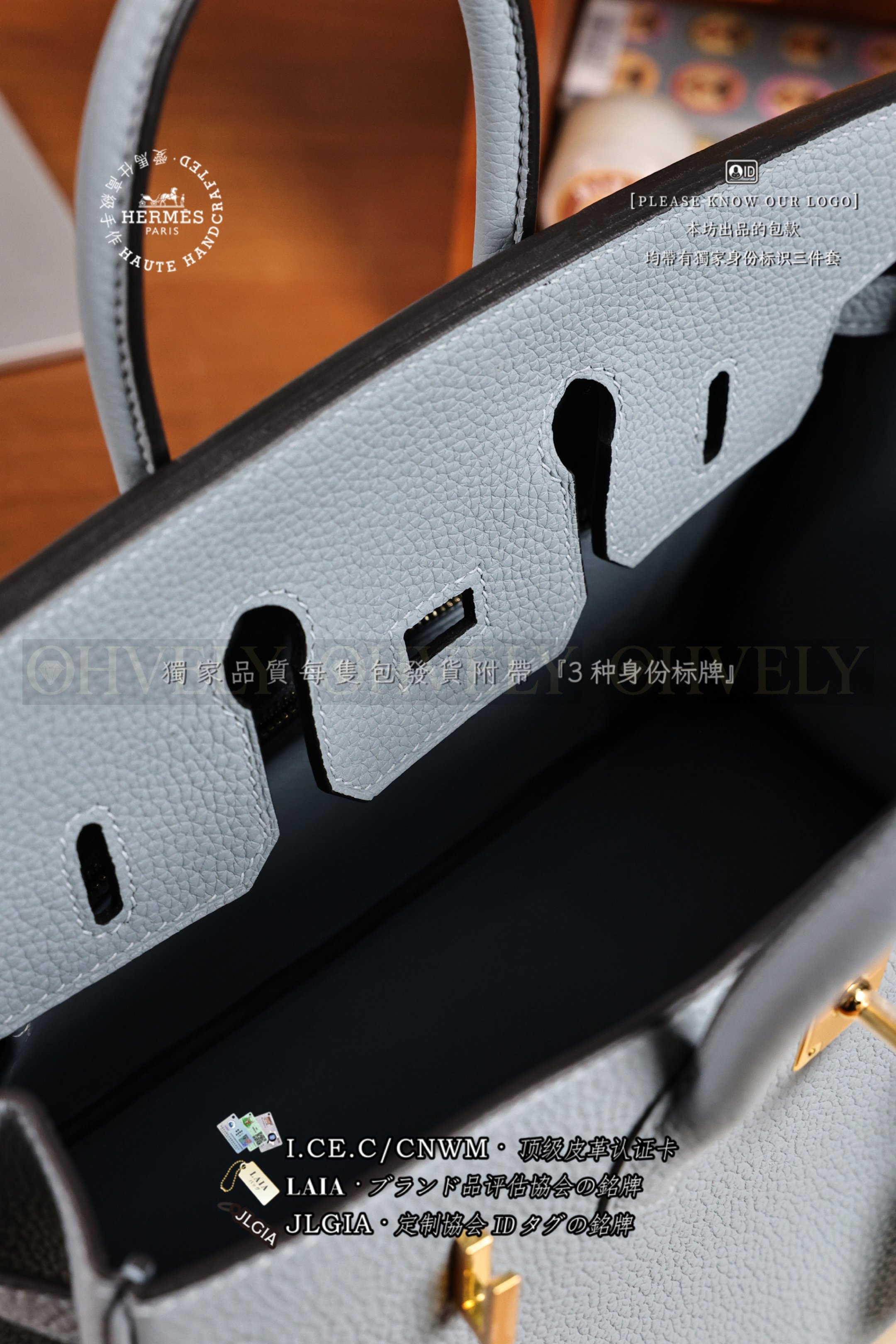 Hermès BIRKIN 𝟸𝟻 𝙱𝚕𝚞𝚎 𝙿𝚊𝚕𝚎 금장 상품 썸네일