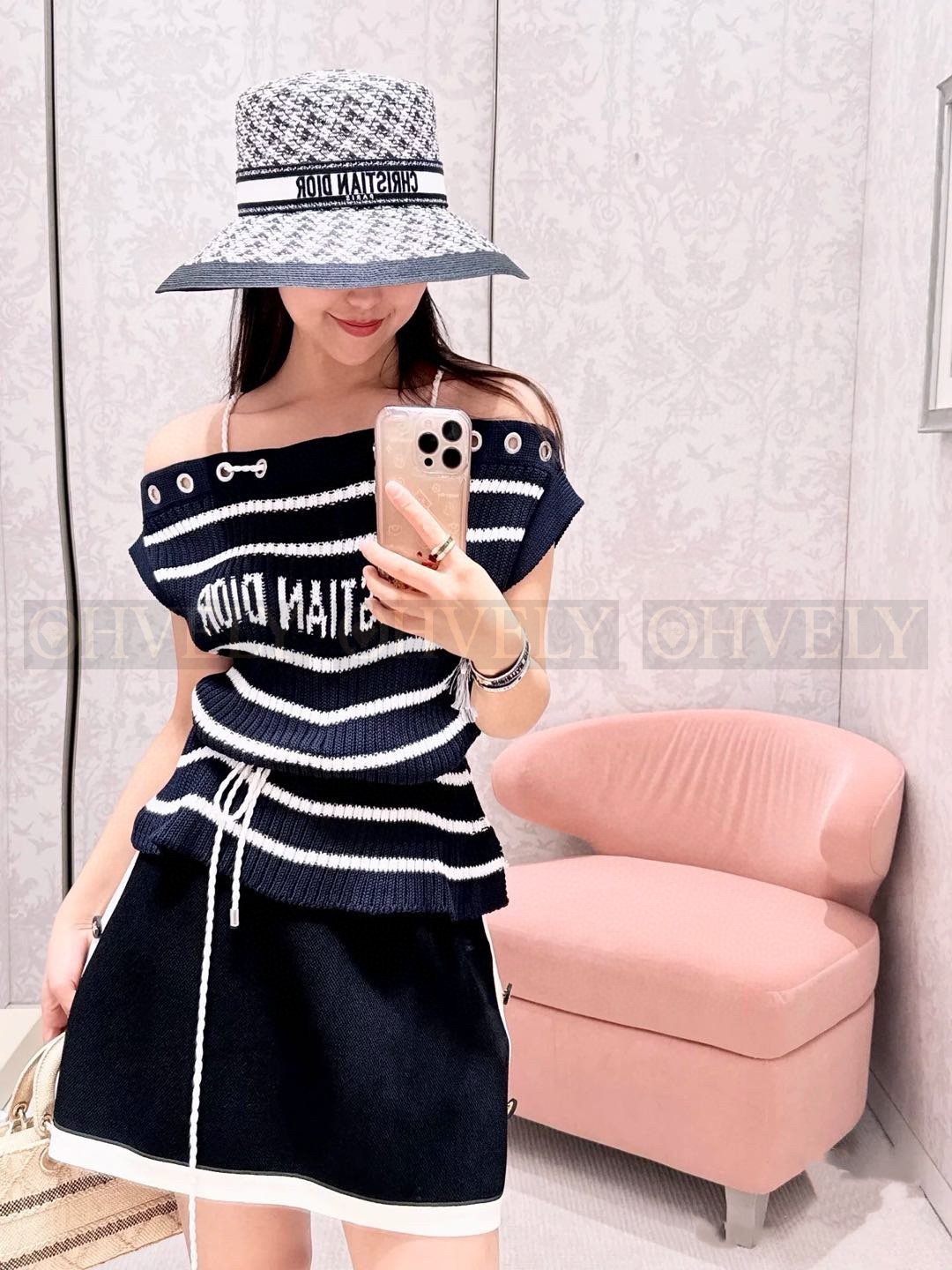 마리니에르 레이스업 반팔 니트 여성 상품 썸네일