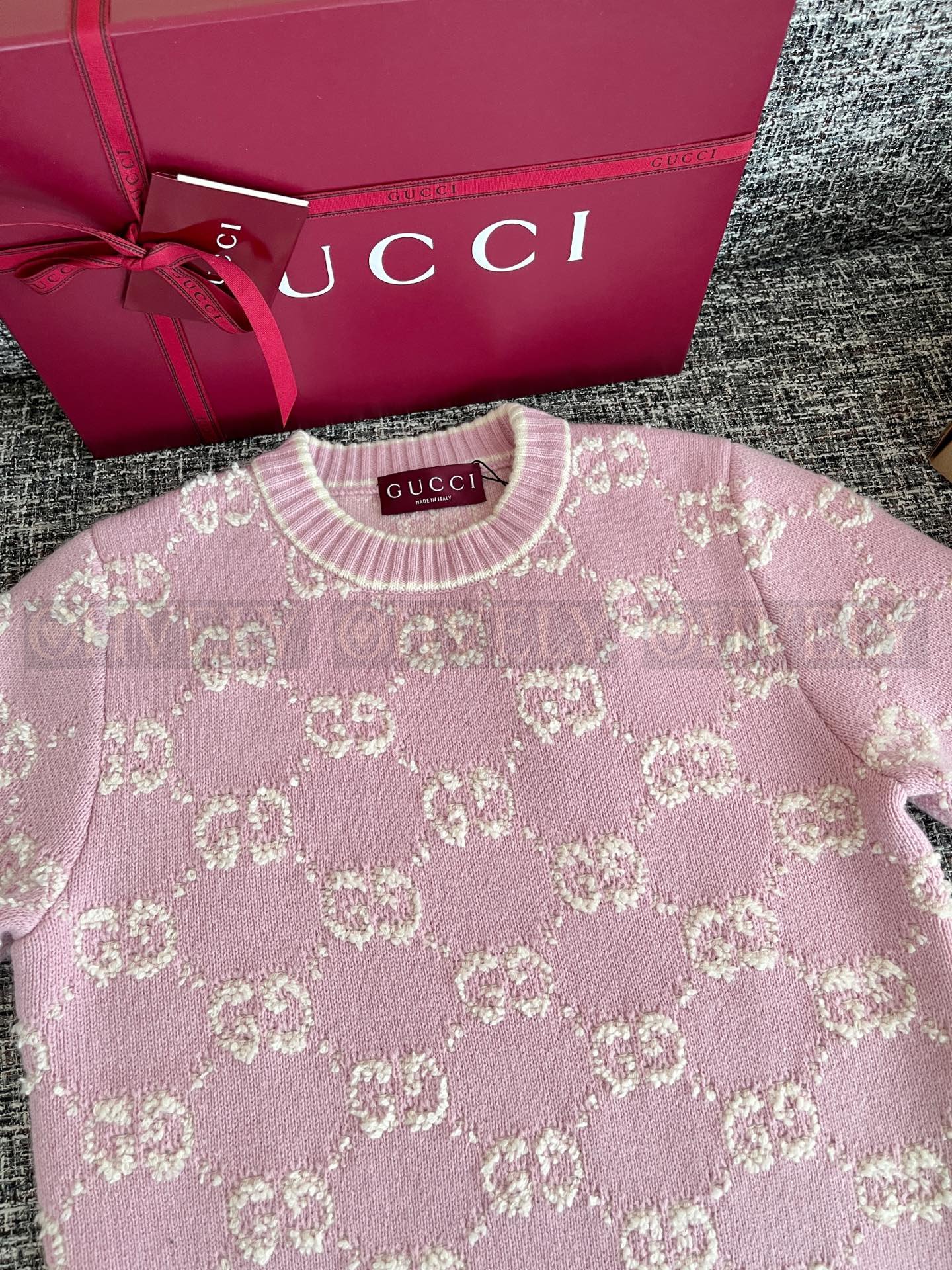 【 ZP버전 】Gucci 부클레 GG울 자카드 탑 여성스웨터 라이트핑크 상품 썸네일
