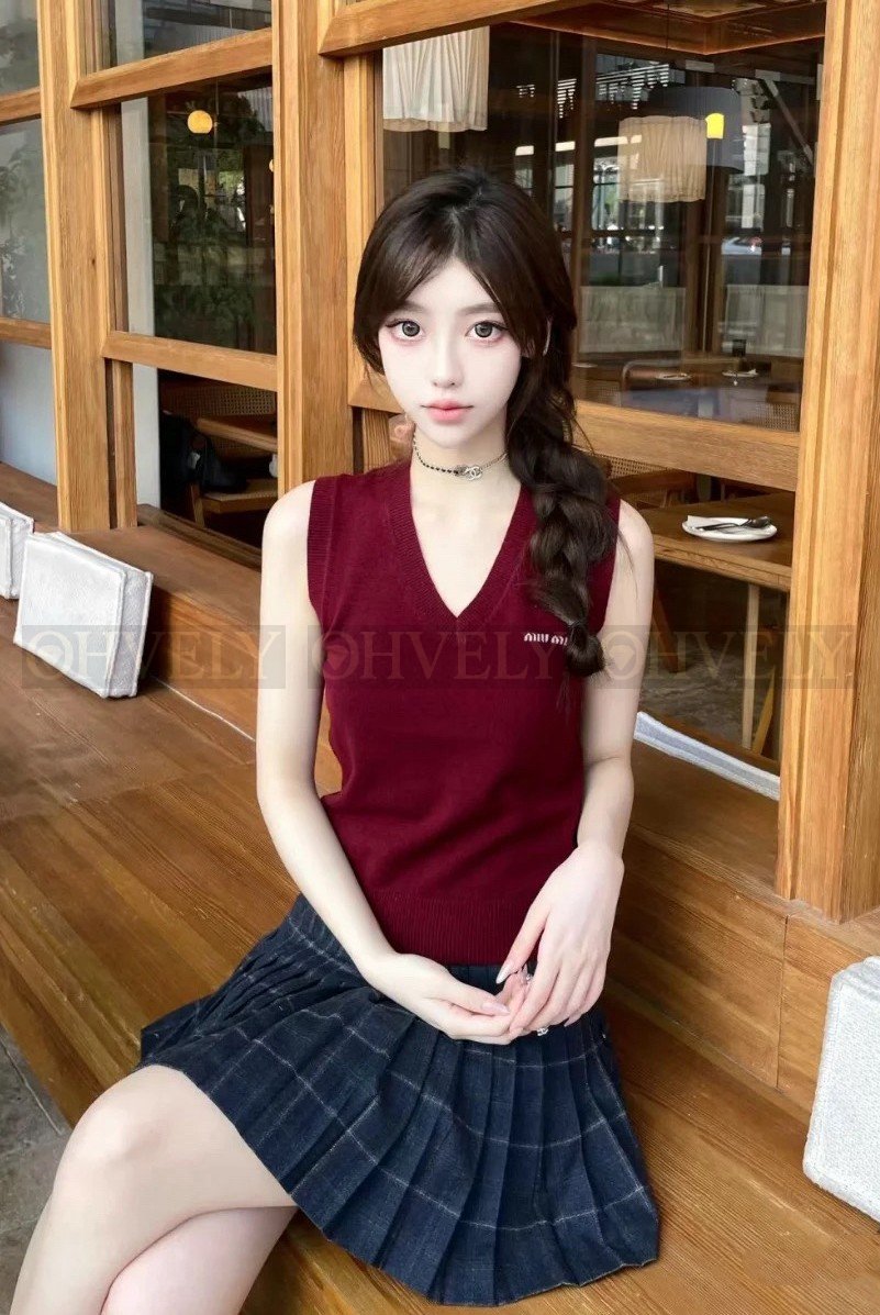 【 ZP버전 】 MIUMIU 미우미우 로고 자수 V넥 니트 베스트 상품 썸네일