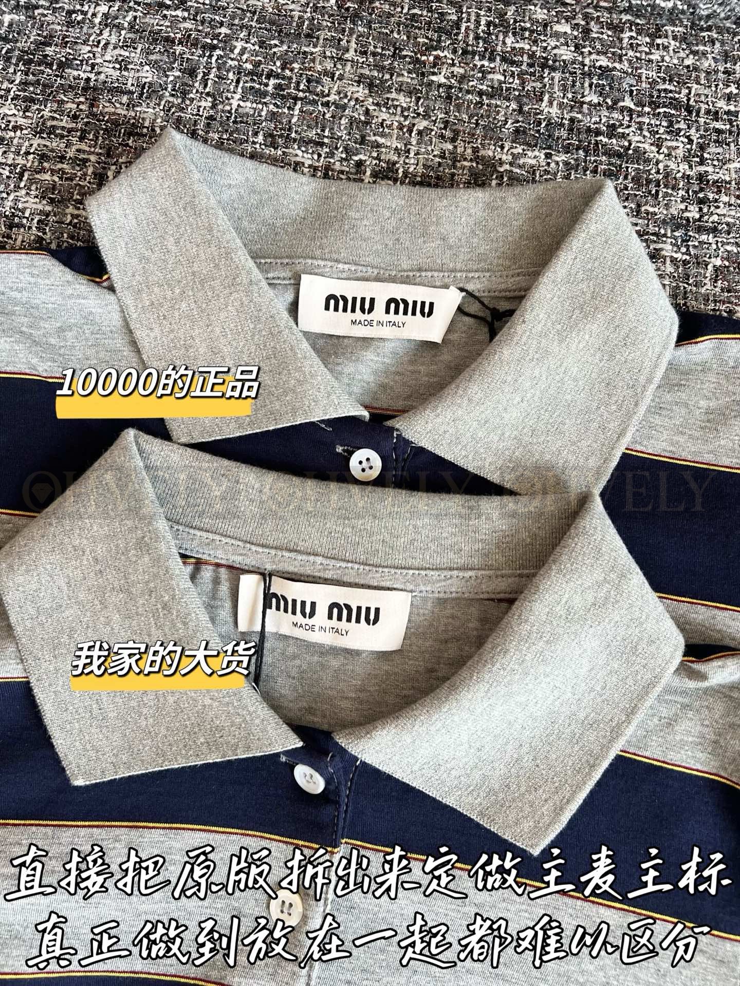 【 ZP버전 】 MIUMIU 미우미우 26SS 스트라이프 코튼 폴로 셔츠 상품 썸네일