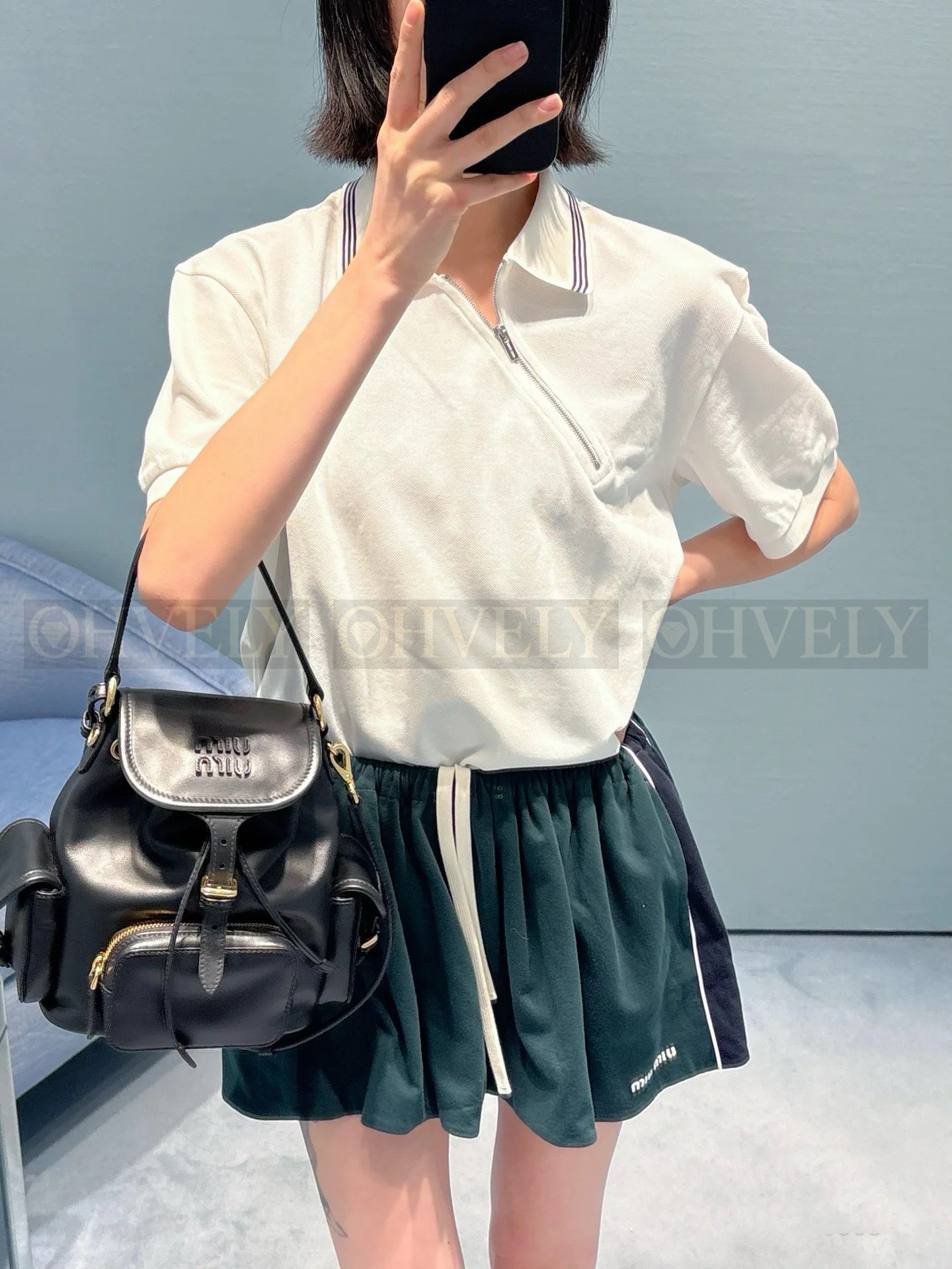 【 ZP버전 】 MIUMIU 미우미우 26SS 지퍼 디테일 코튼 폴로 셔츠 상품 썸네일
