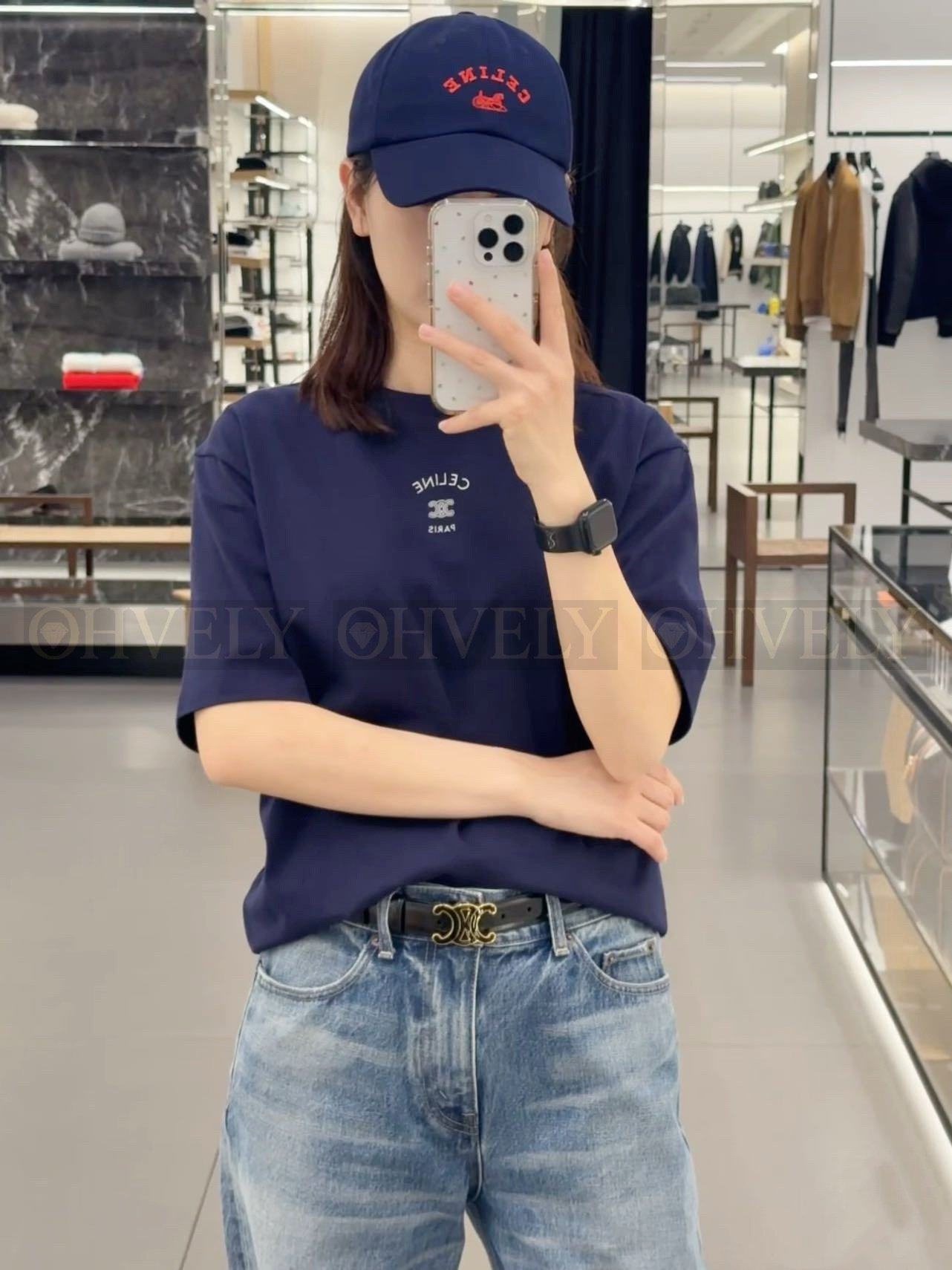 【 ZP버전 】 CELINE 셀린느 트리옹프 자수 코튼 저지 티셔츠