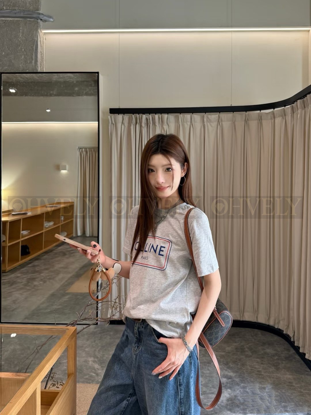 【 ZP버전 】 CELINE 셀린느 투톤 로고 박스 프린트 티셔츠-그레이 상품 썸네일