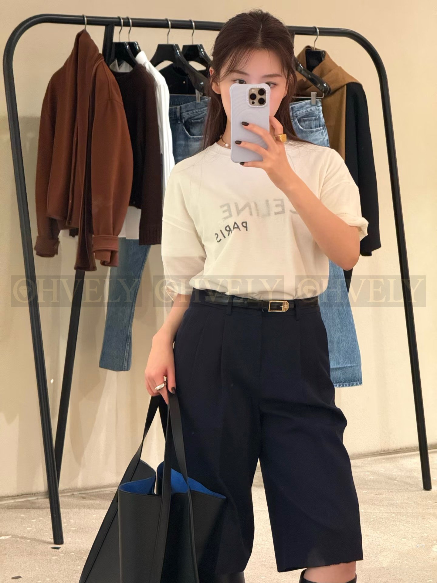 【 ZP버전 】 CELINE 셀린느 더블 레이어 로고 프린트 티셔츠 상품 썸네일