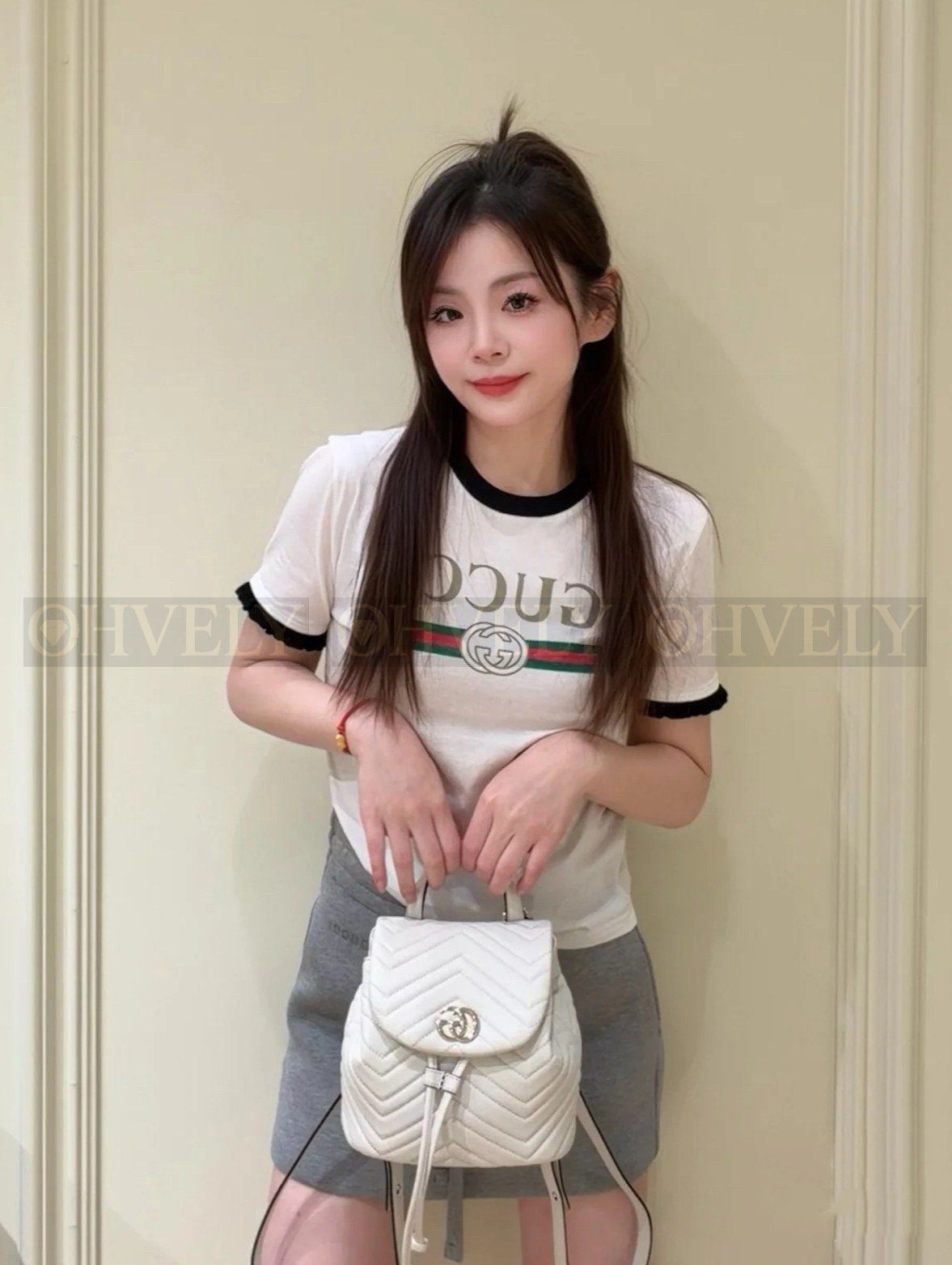 【 ZP버전 】 GUCCI 구찌 26SS 클래식 웹 스트라이프 자수 반팔 티셔츠 상품 썸네일