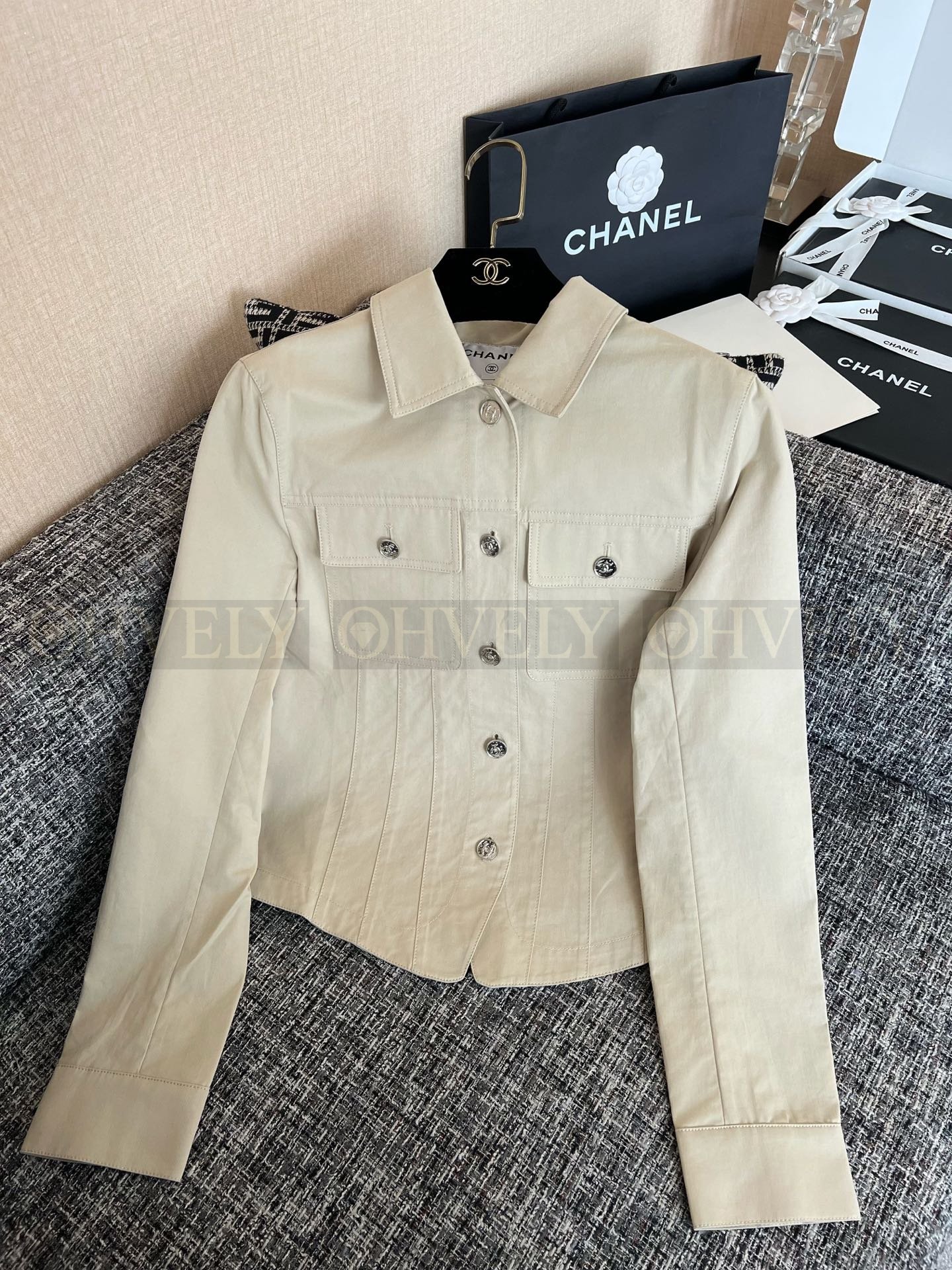 【 ZP버전 】 CHANEL 샤넬 트윌 코튼 플랩 포켓 여성 자켓 상품 썸네일