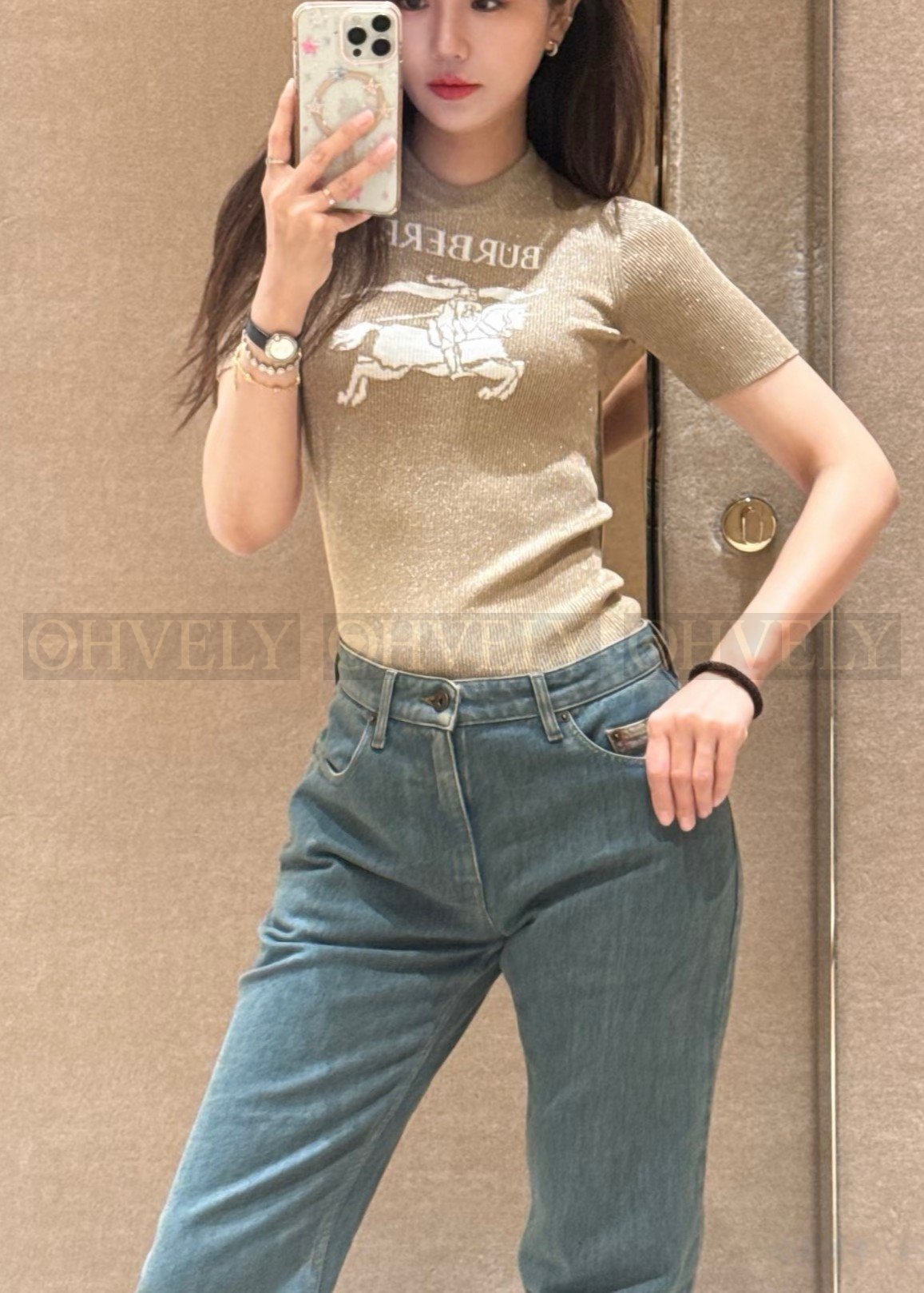 【 ZP버전 】 BURBERRY 버버리 EKD 메탈릭 울 블렌드 탑 상품 썸네일
