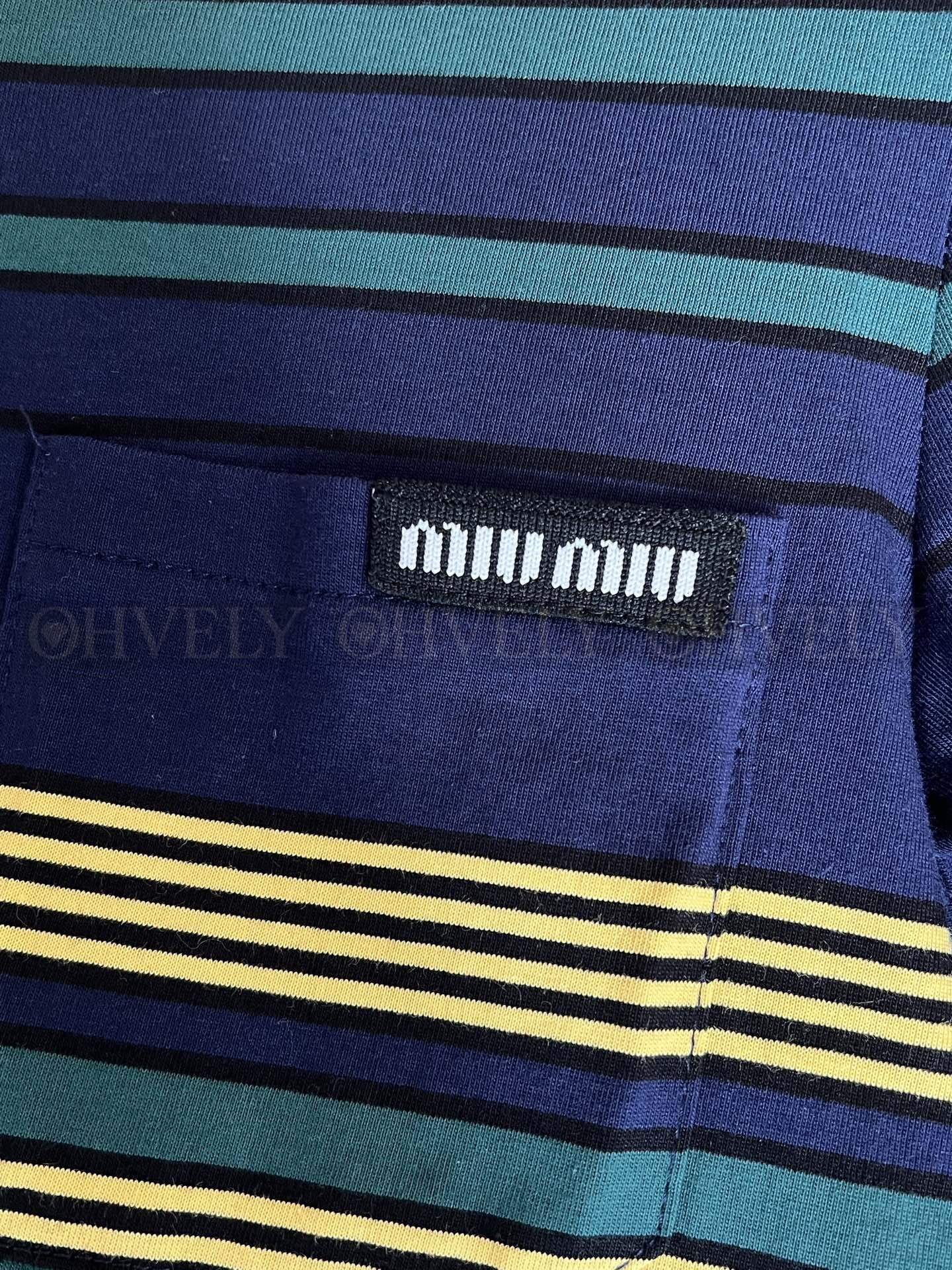 MIUMIU 미우미우 스트라이프 코튼 티셔츠 상품 썸네일