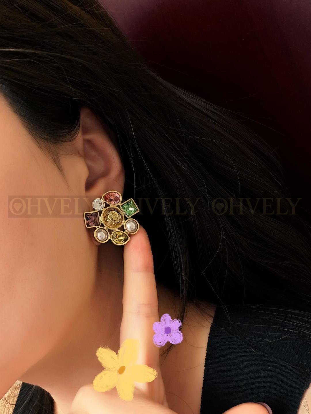 샤넬 CHANEL 멀티 컬러 스톤 이어링 (BIJOUX FANTAISIE 라인) 상품 썸네일