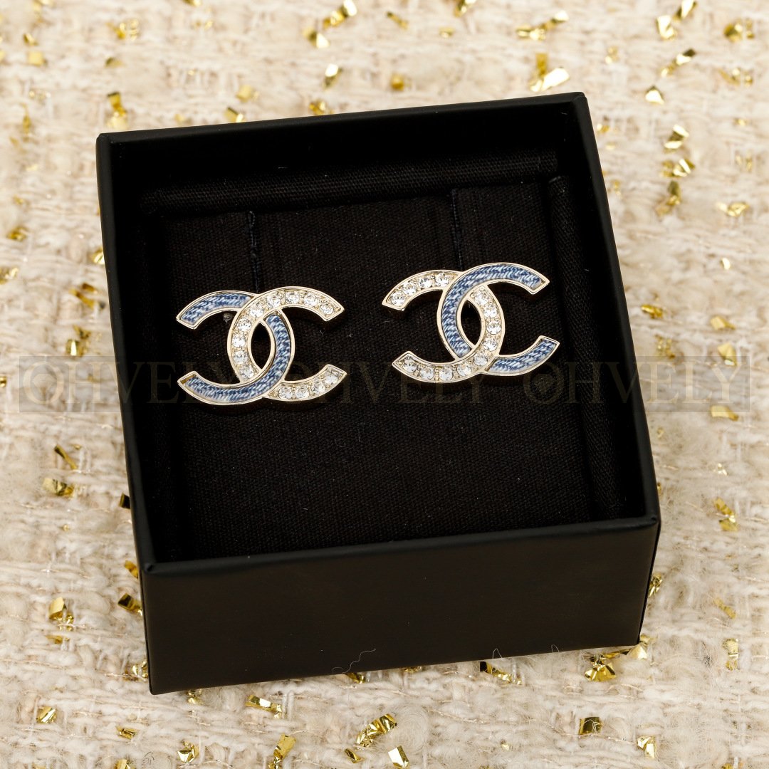 샤넬 CHANEL 데님 크리스탈 반반 CC 로고 이어 상품 썸네일