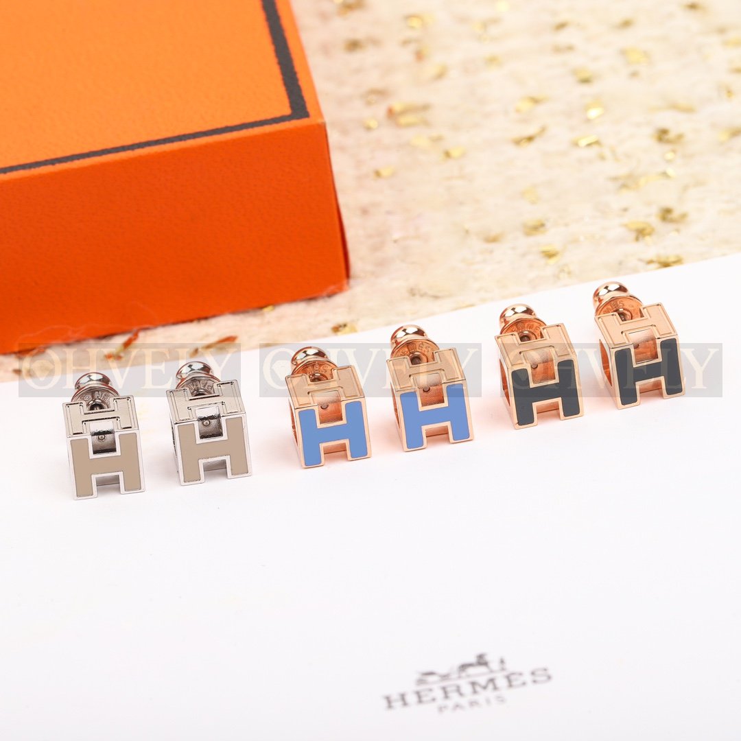 에르메스 Hermès 카쥬 드 아슈 Cage d'H 이어링 (로즈 골드) 상품 썸네일