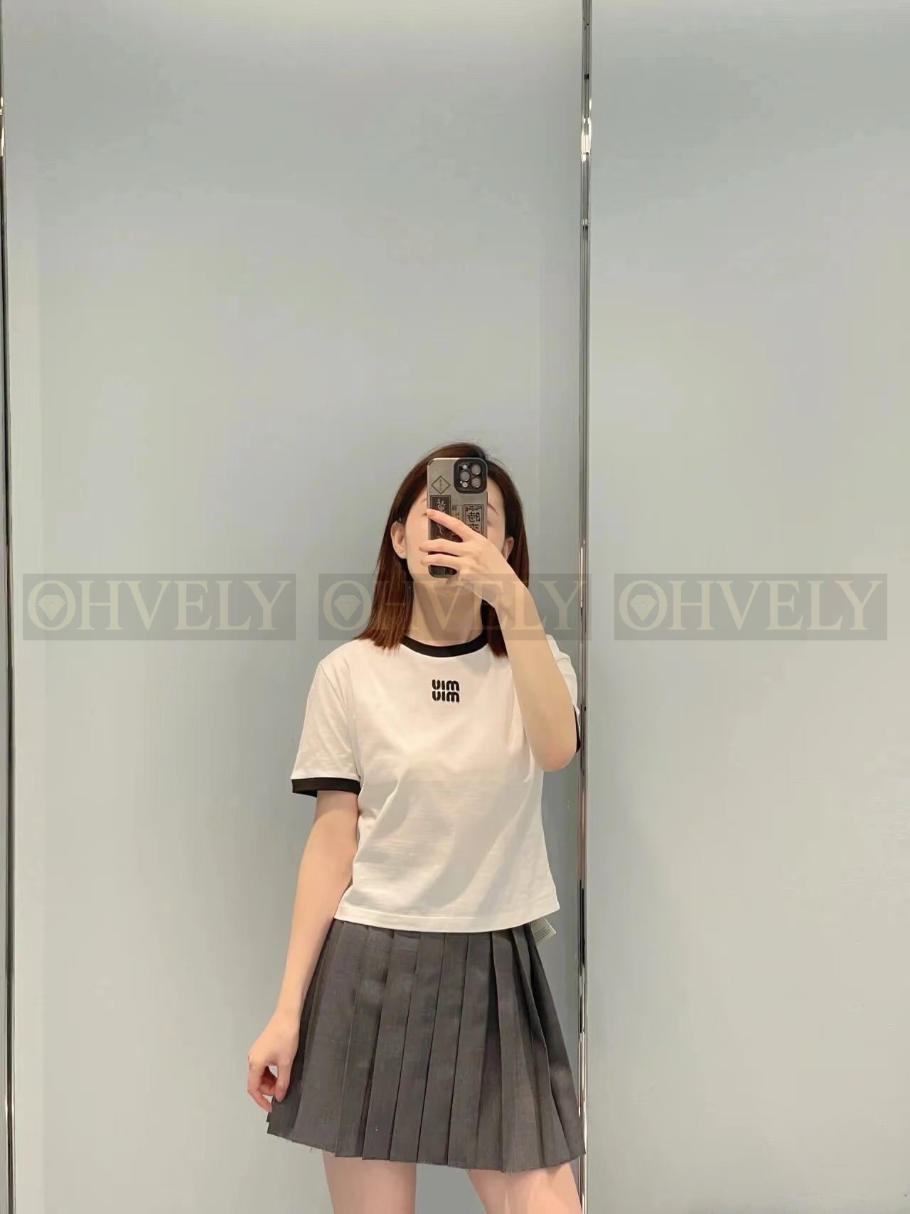 【 ZP버전 】miumiu 코튼 저지 티셔츠(화이트) 상품 썸네일