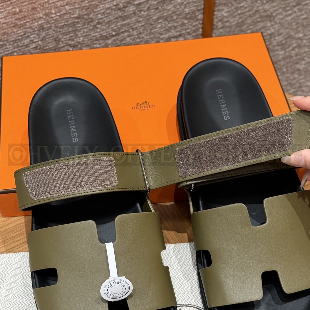 HERMÈS 에르메스 칩레 샌들 박스 카프스킨 & 블랙 로버 솔 (네츄럴/ 블랙) 상품 썸네일