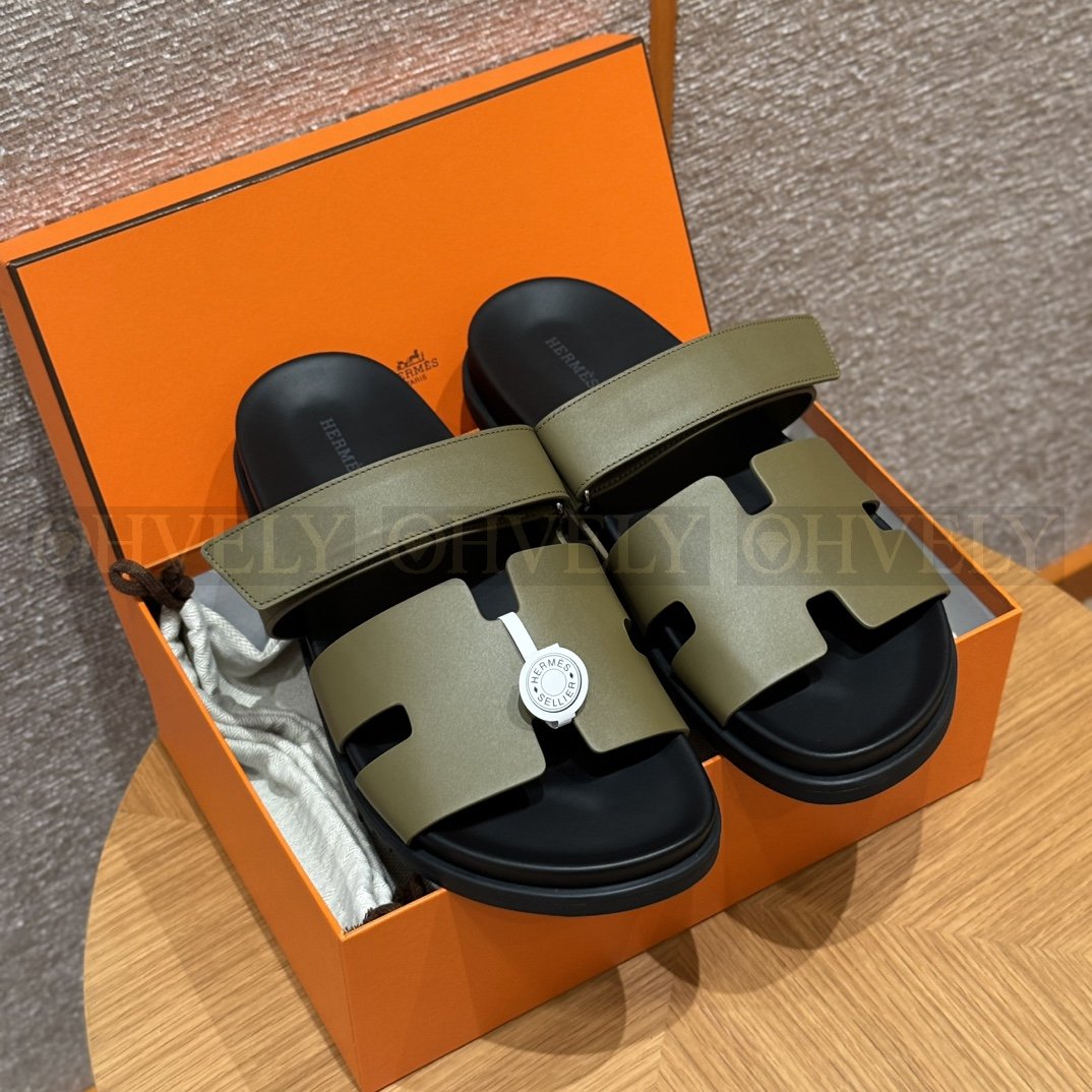 HERMÈS 에르메스 칩레 샌들 박스 카프스킨 & 블랙 로버 솔 (네츄럴/ 블랙) 상품 썸네일