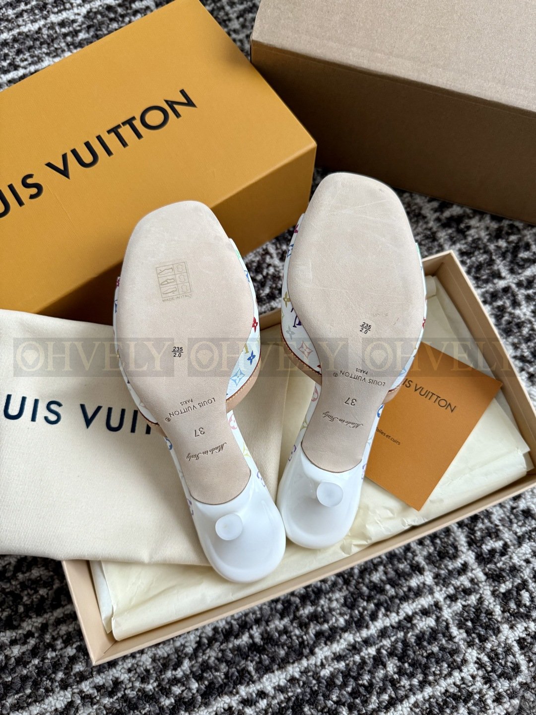 루이비통 LV x 무라카미 다카시 화이트 멀티컬러 키튼힐 슬리퍼 상품 썸네일