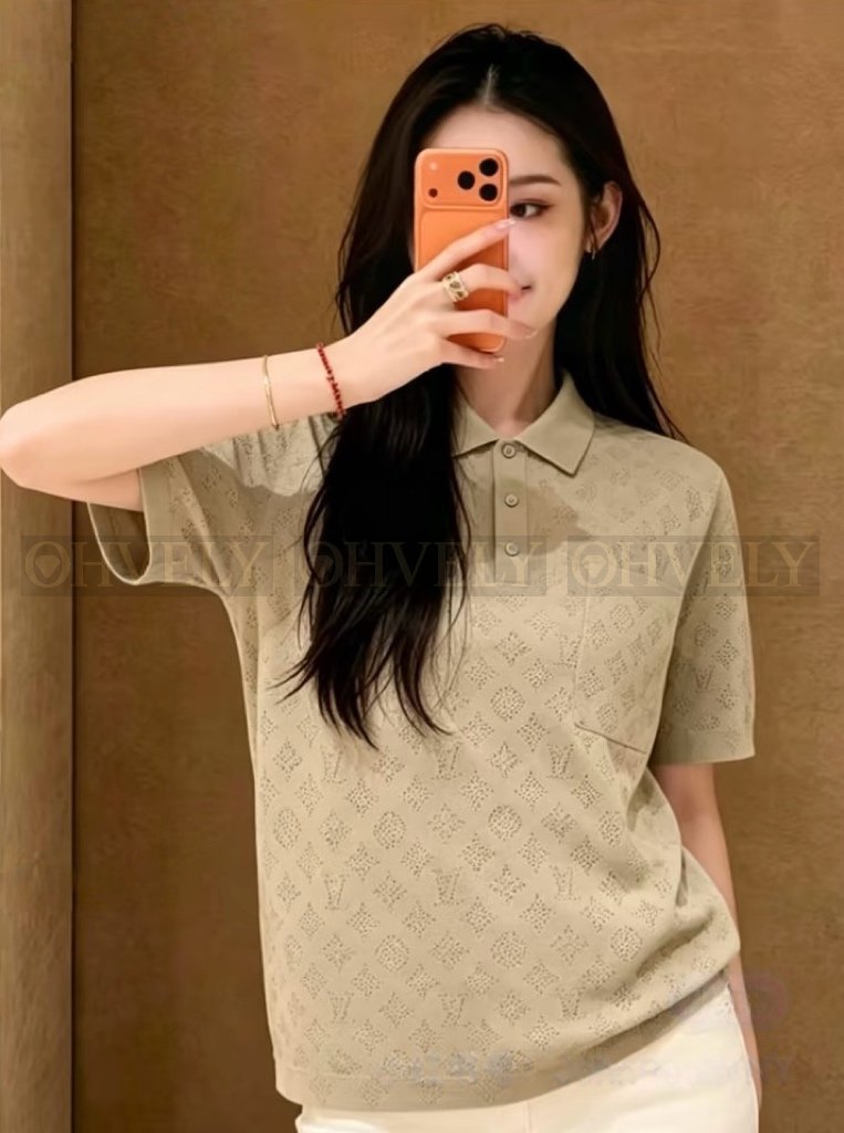 【 ZP버전 】루이비통 Louis Vuitton 오픈워크 모노그램 자카드 니트 폴로 셔츠 상품 썸네일