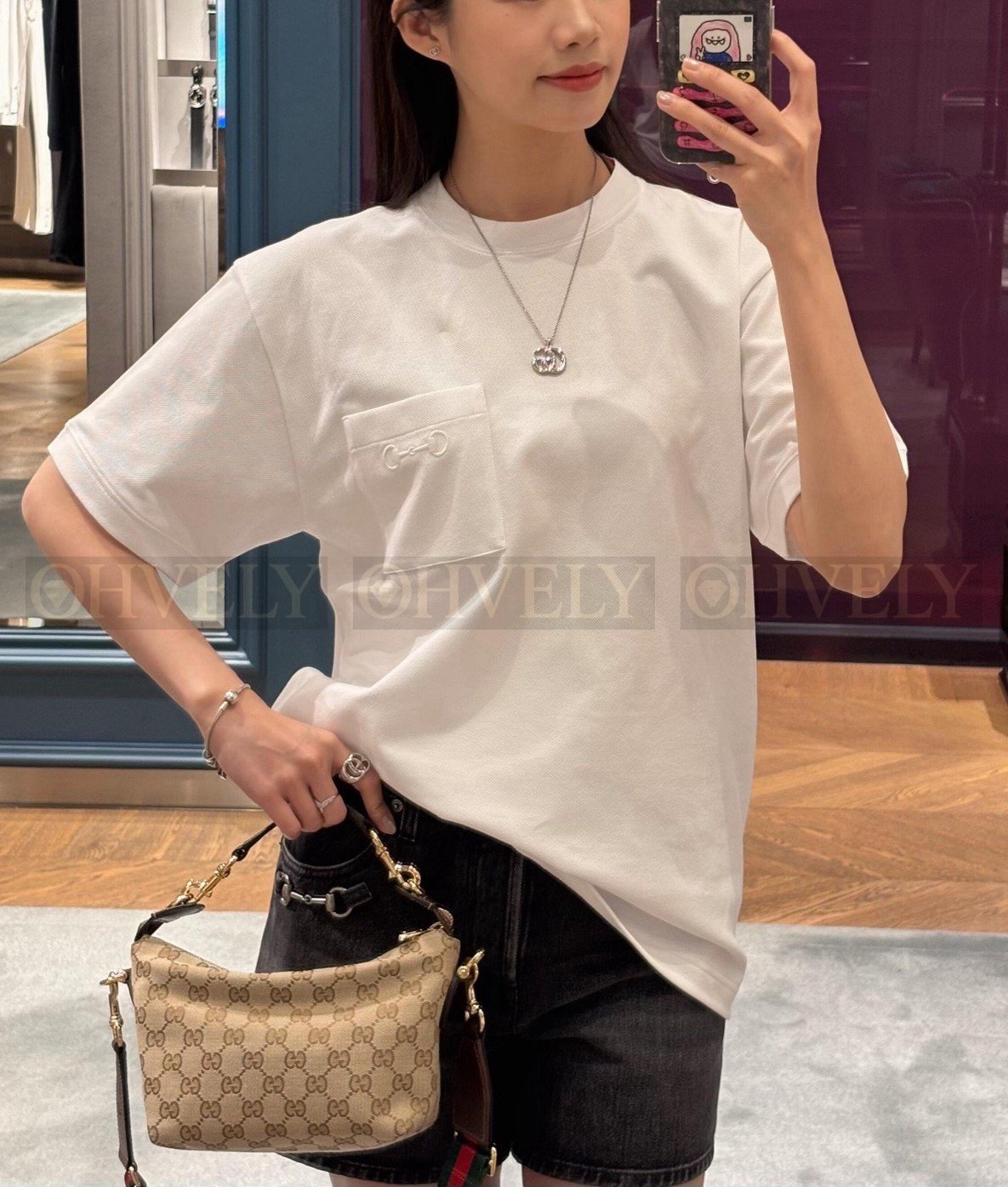 【 ZP버전 】구찌 Gucci 호스빗 자수 포켓 티셔츠 상품 썸네일