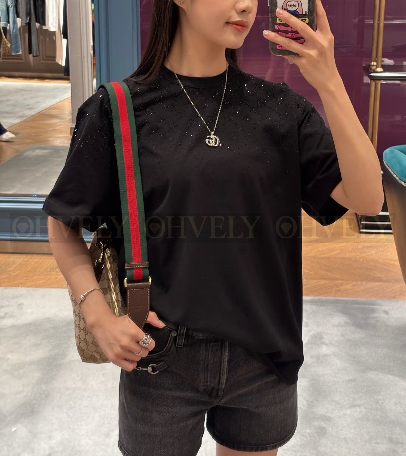 【 ZP버전 】구찌 Gucci GG 크리스털 그라데이션 티셔츠 상품 썸네일