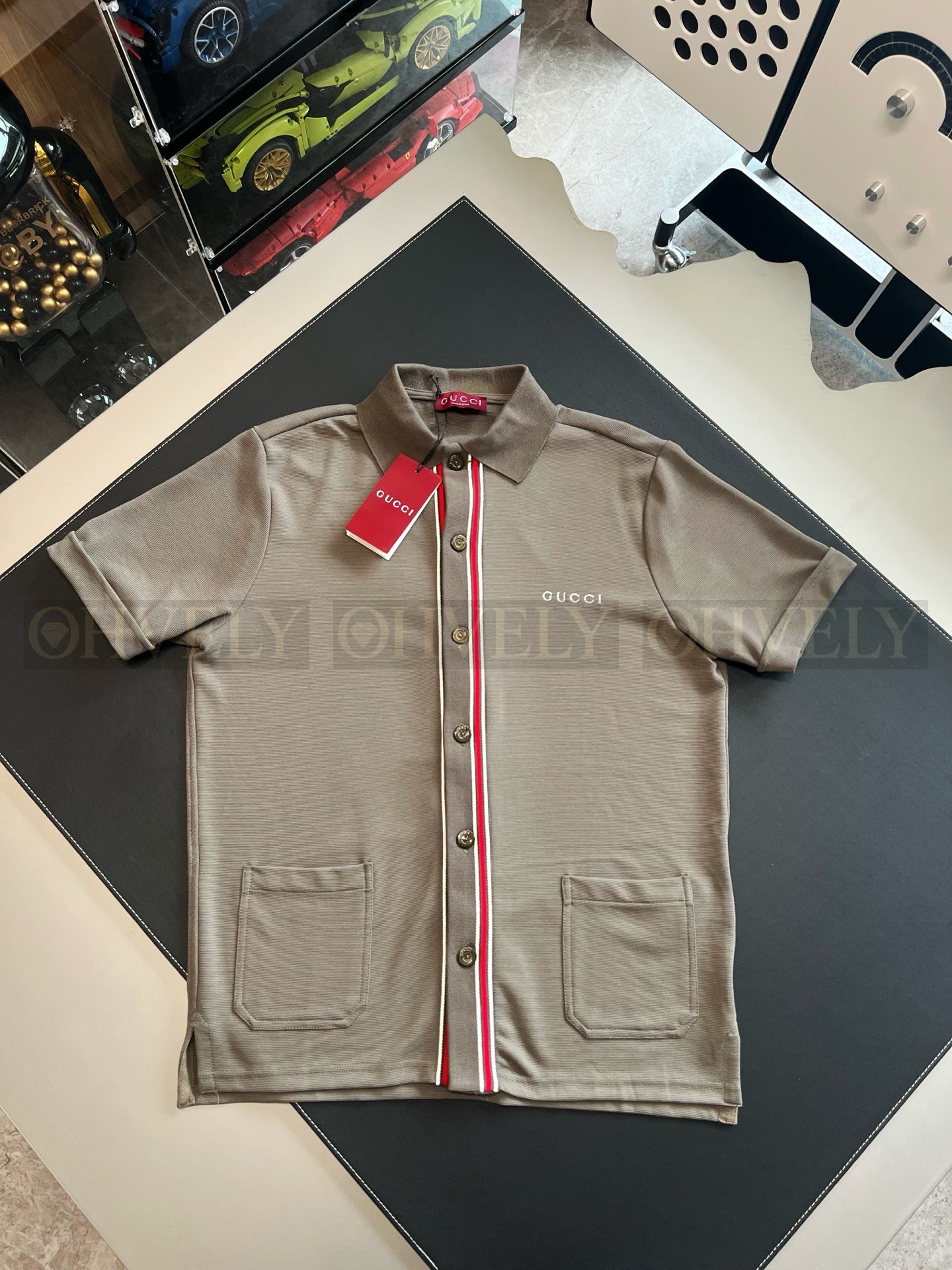 【 ZP버전 】구찌 Gucci 웹 스트라이프 저지 폴로 셔츠 상품 썸네일