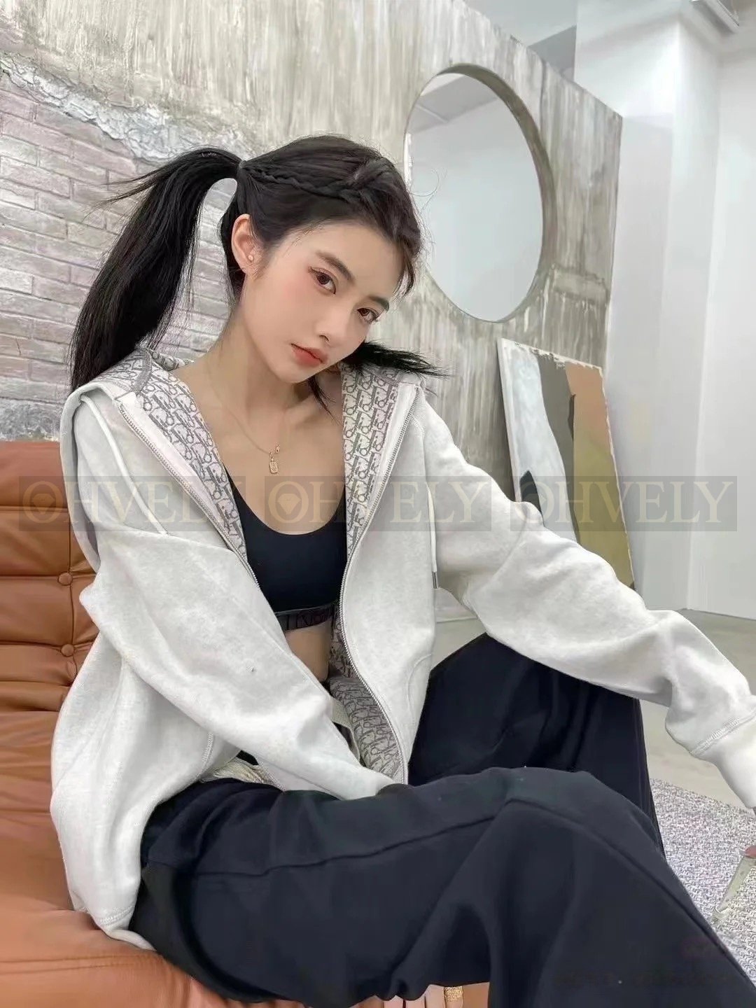 【 ZP버전 】오블리크 안감 자카드 후드 집업 상품 썸네일