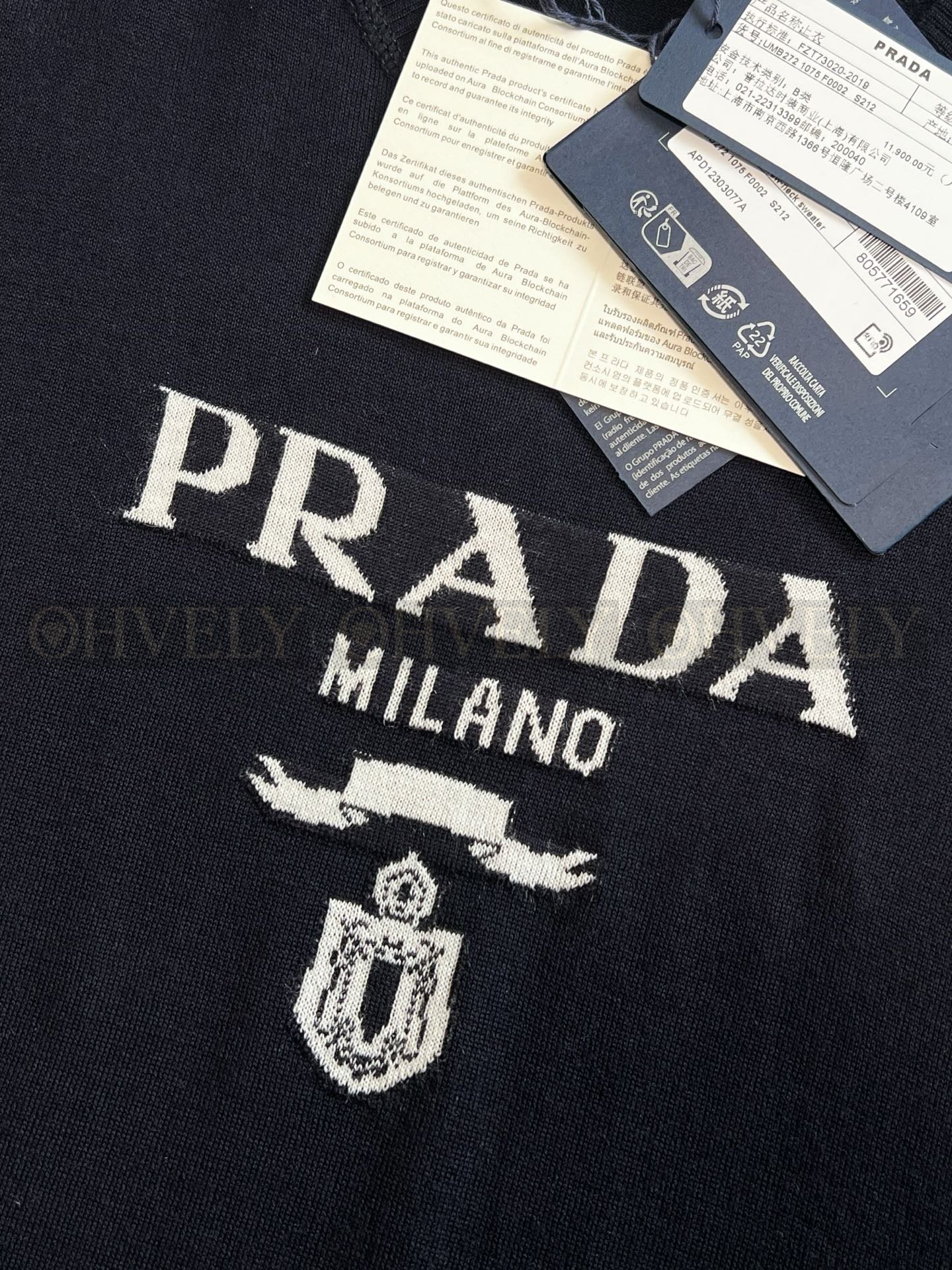 【 ZP버전 】프라다 PRADA 클래식 로고 자카드 반팔 니트 상품 썸네일