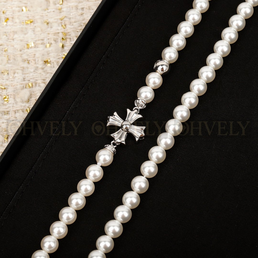 크롬하츠 Mikimoto 진주 십자가 니트 목걸이 상품 썸네일