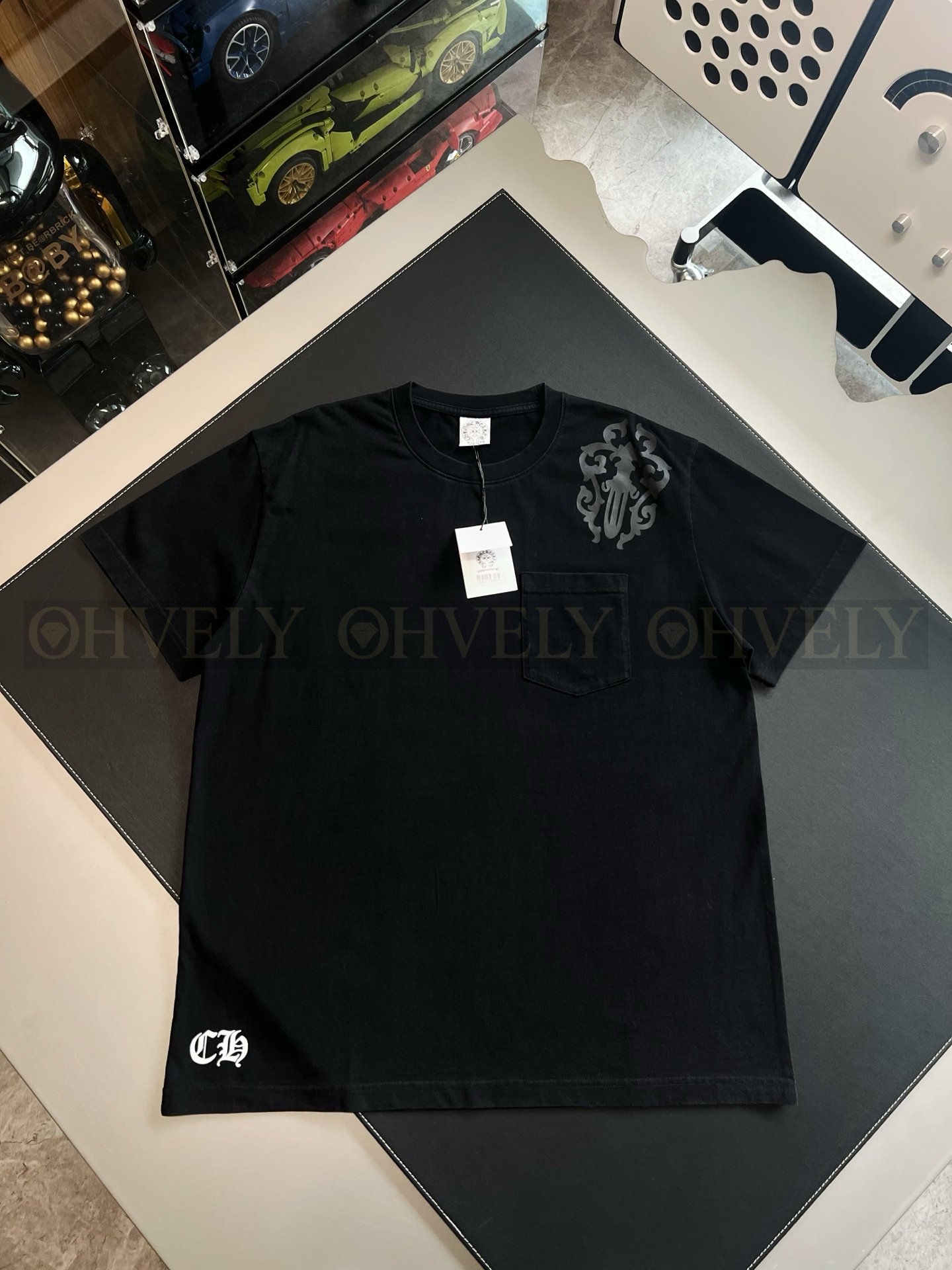 【 ZP버전 】크롬하츠 Chrome Hearts 섀도우 크로스 워싱 포켓 반팔 티셔츠 상품 썸네일