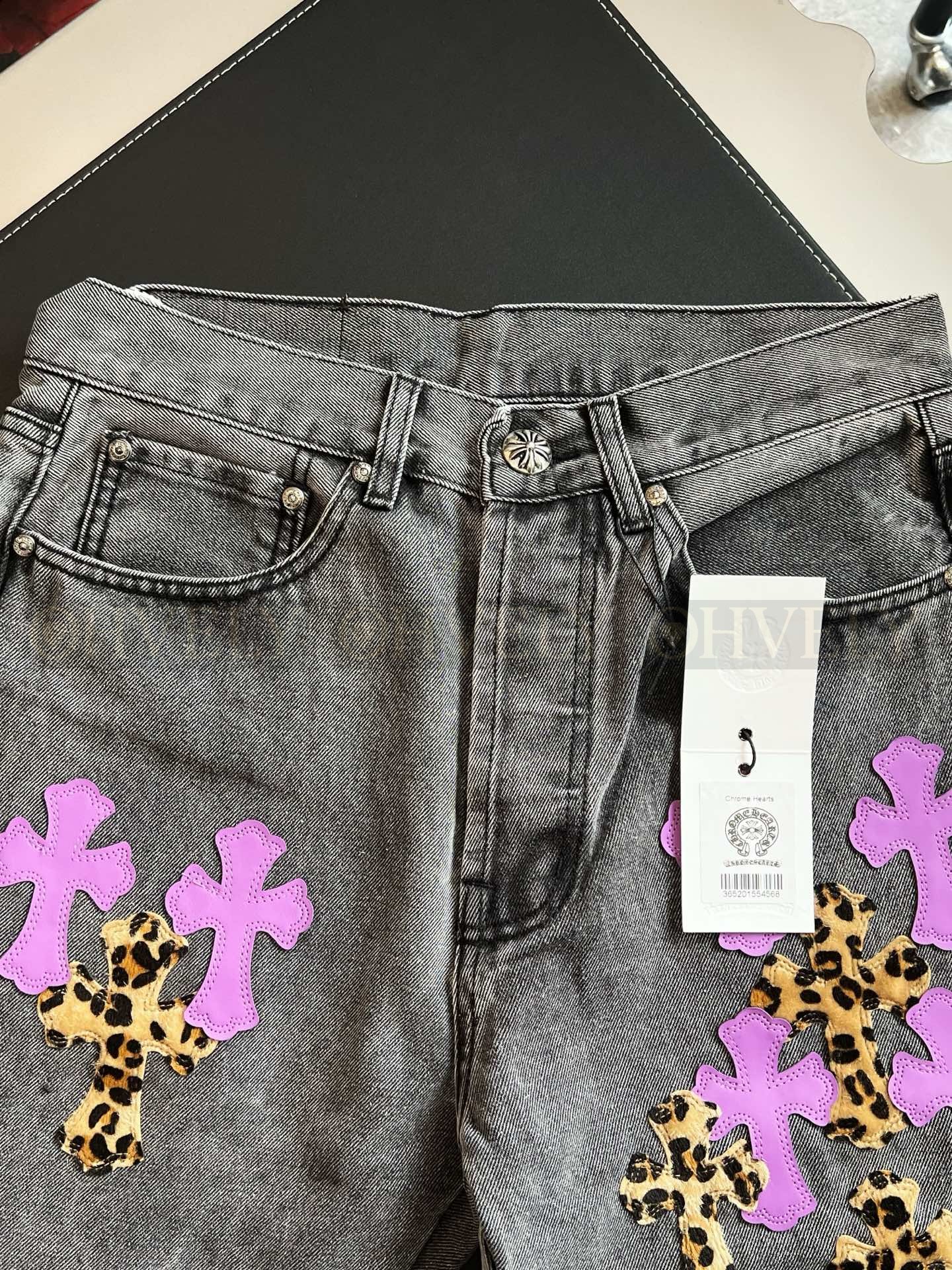 【 ZP버전 】크롬하츠 Chrome Hearts 퍼플 레오파드 크로스 패치 데님 팬츠 상품 썸네일