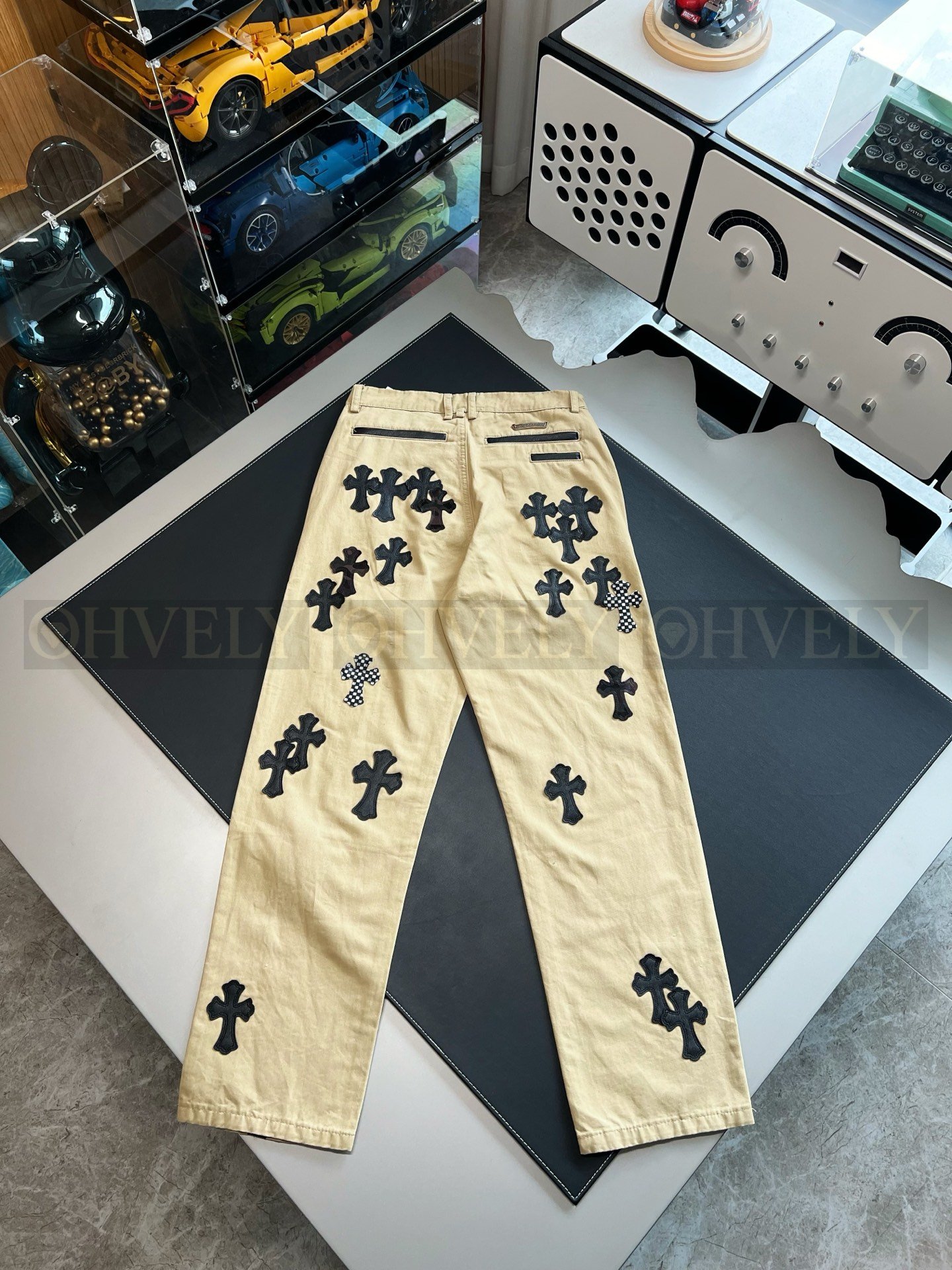 【 ZP버전 】크롬하츠 Chrome Hearts 카키 블랙 멀티 크로스 패치 워크 팬츠 상품 썸네일