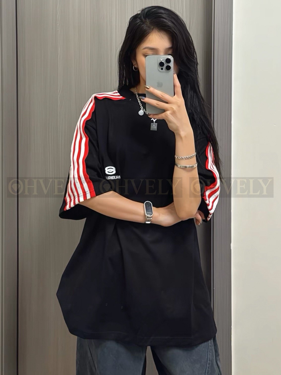 【 ZP버전 】발렌시아가 Balenciaga 아디다스 콜라보 스트라이프 반팔 티셔츠 상품 썸네일