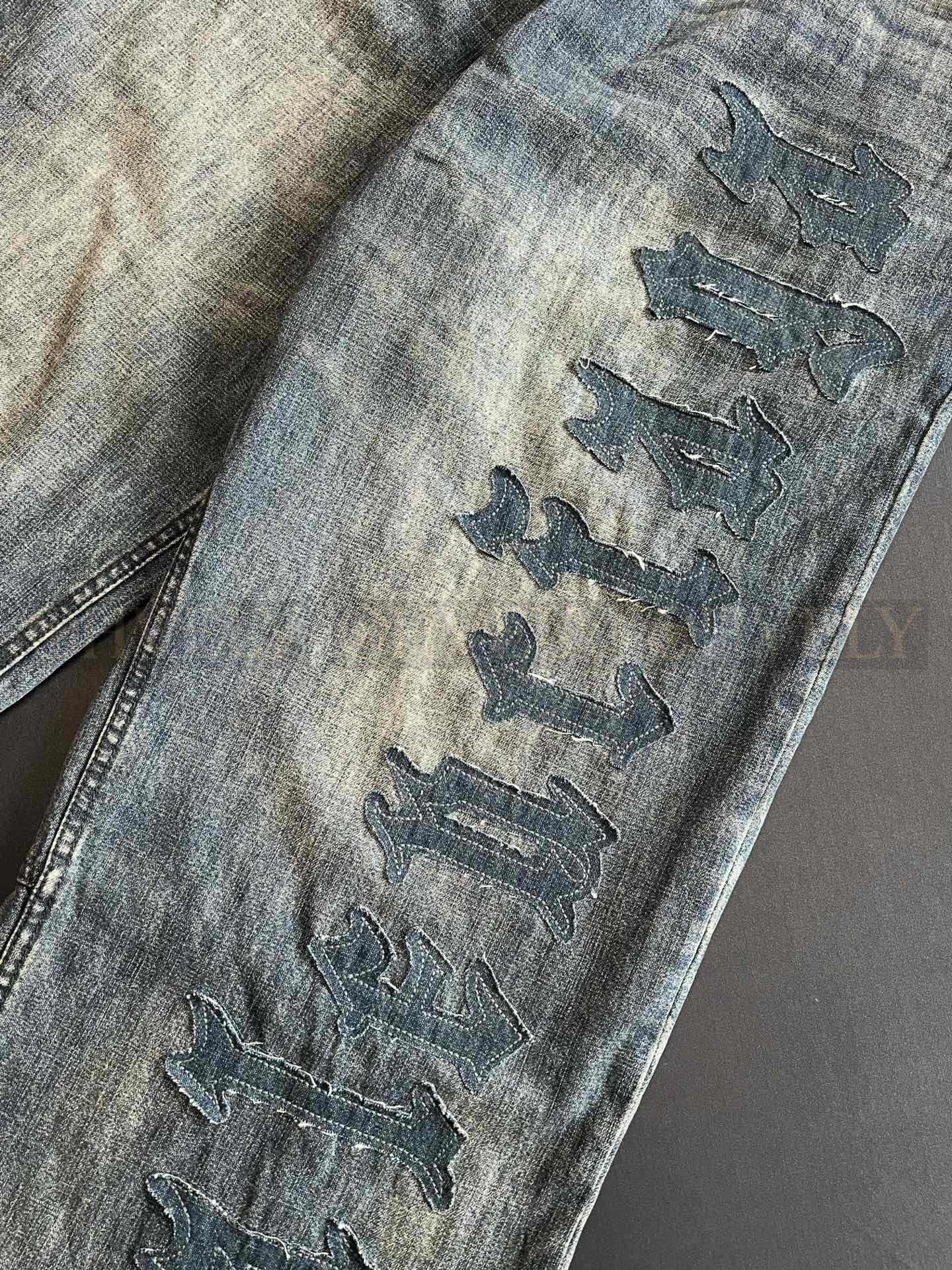 【 ZP버전 】발렌시아가 Balenciaga 고딕 로고 아플리케 빈티지 워싱 데님 팬츠 상품 썸네일